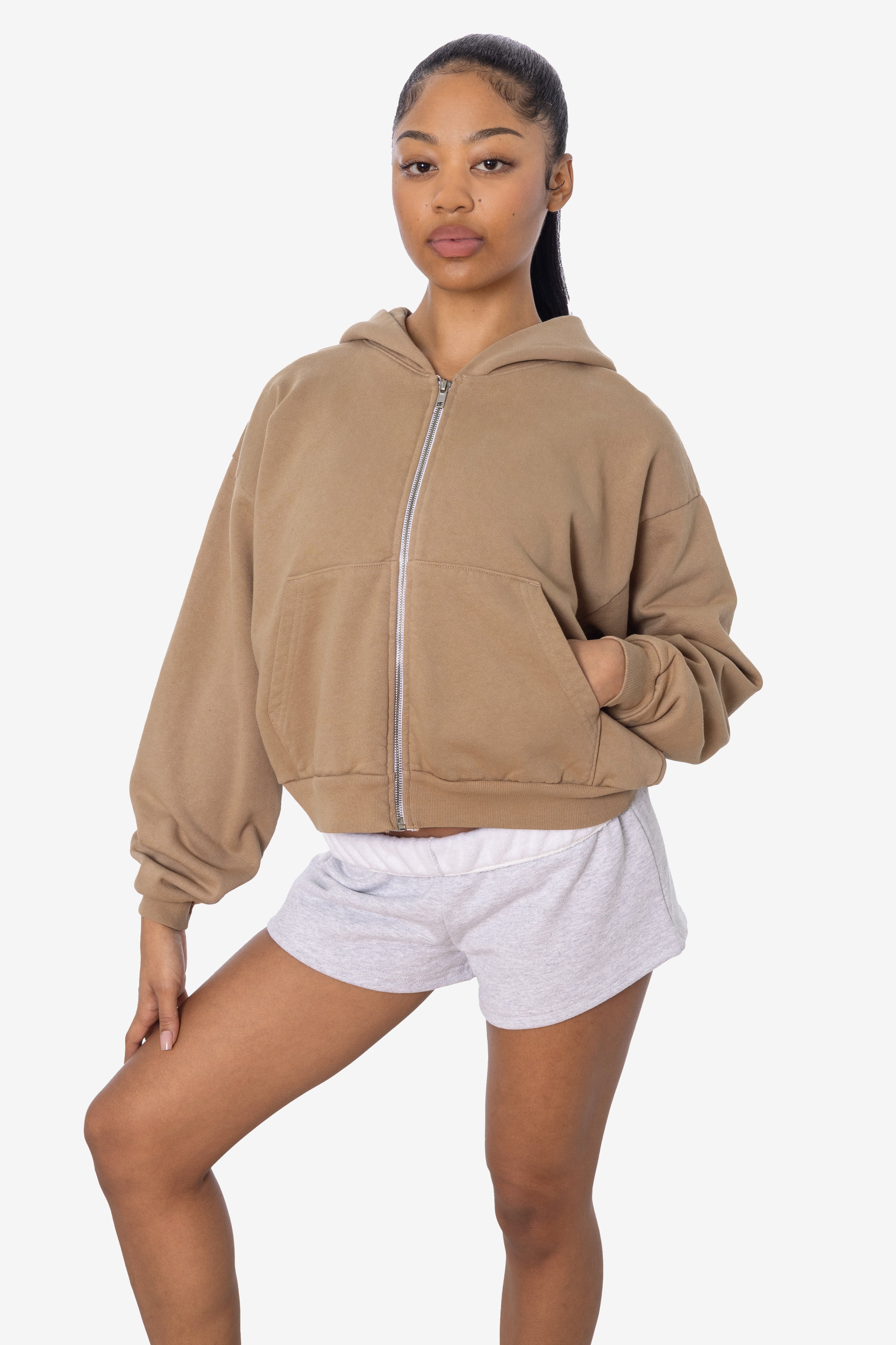 HF16 - Heavy Fleece Cropped Zip-Up Hoodie (Garment Dye) - Image 29