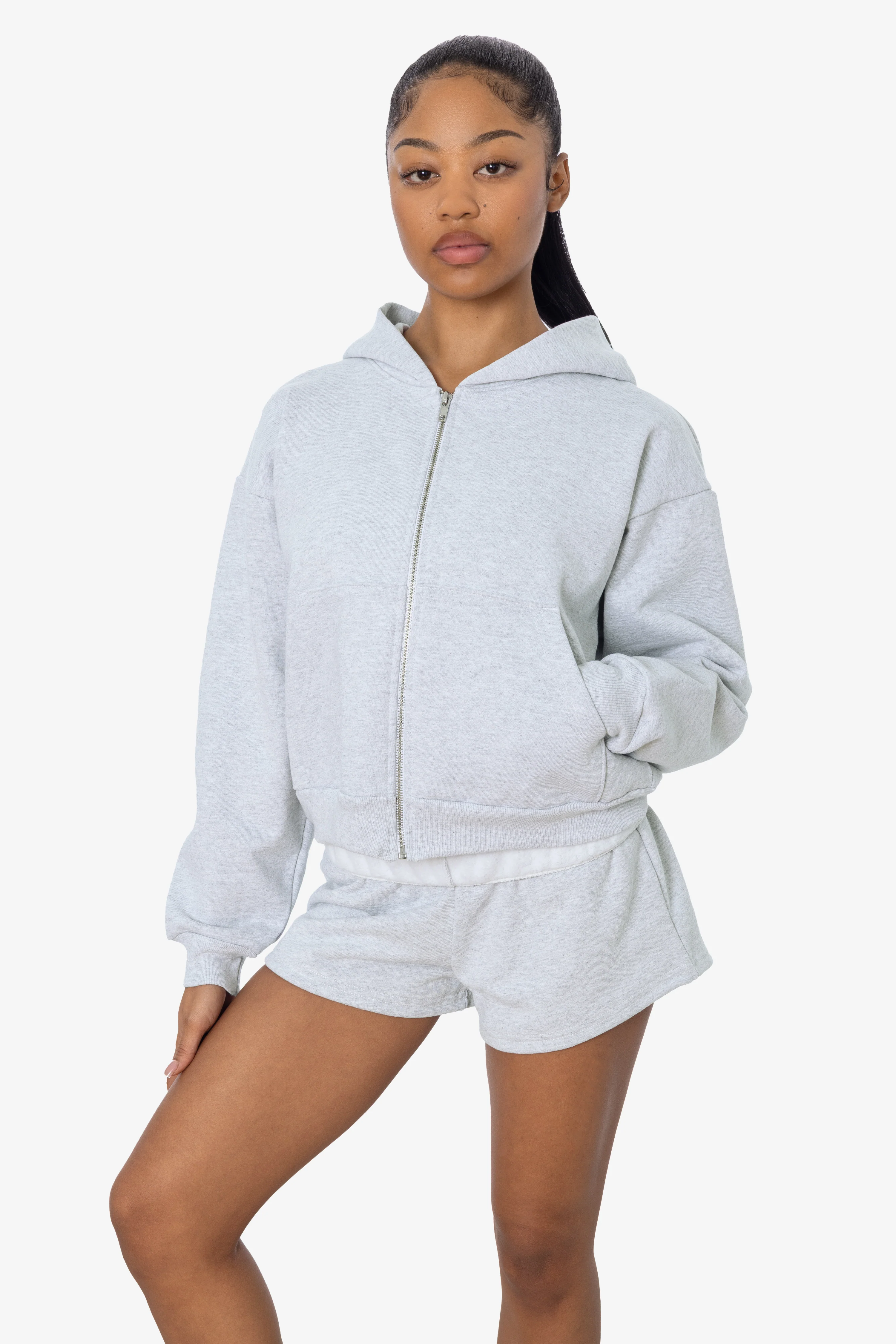 HF16 - Heavy Fleece Cropped Zip-Up Hoodie (Garment Dye) - Image 3