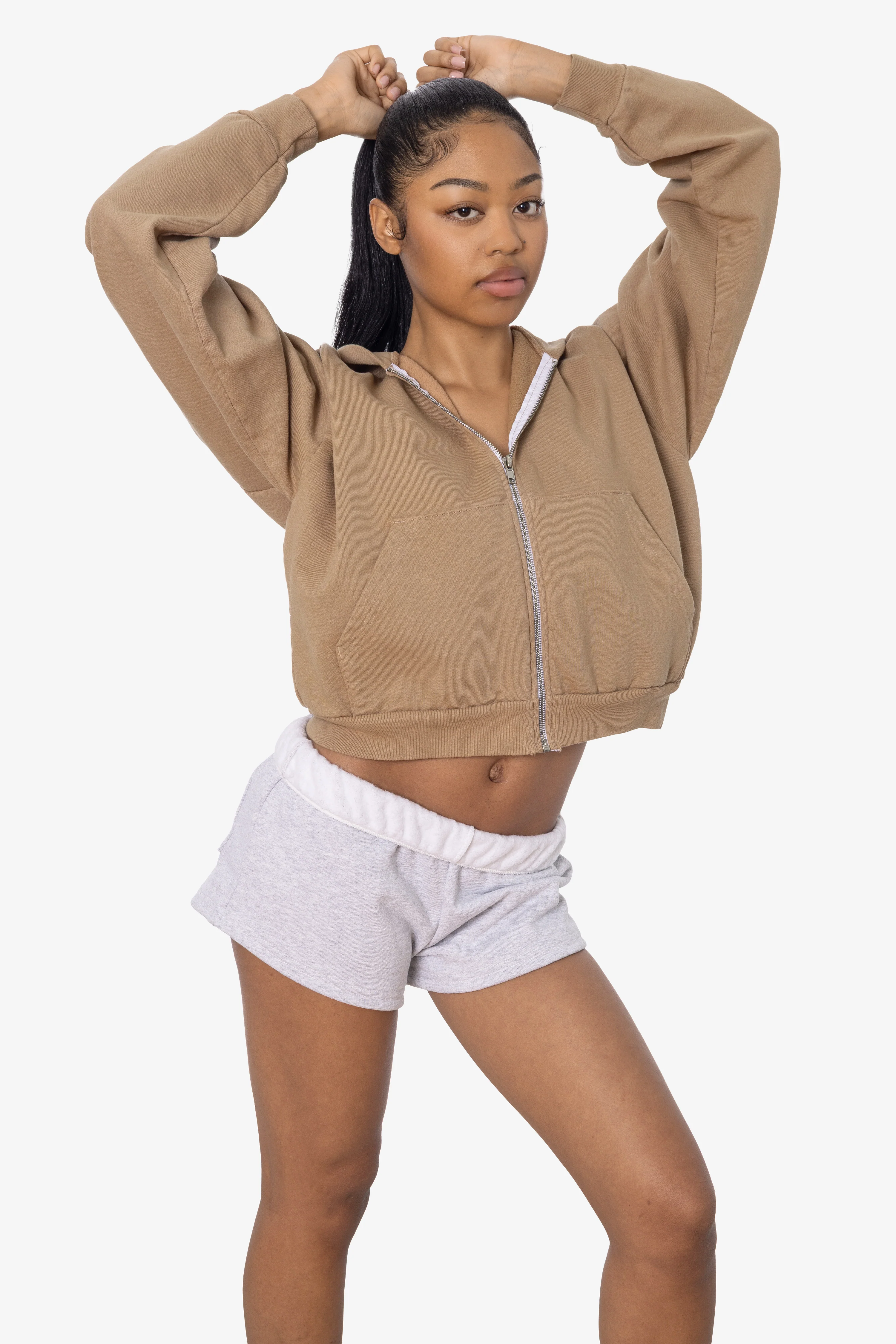 HF16 - Heavy Fleece Cropped Zip-Up Hoodie (Garment Dye) - Image 30