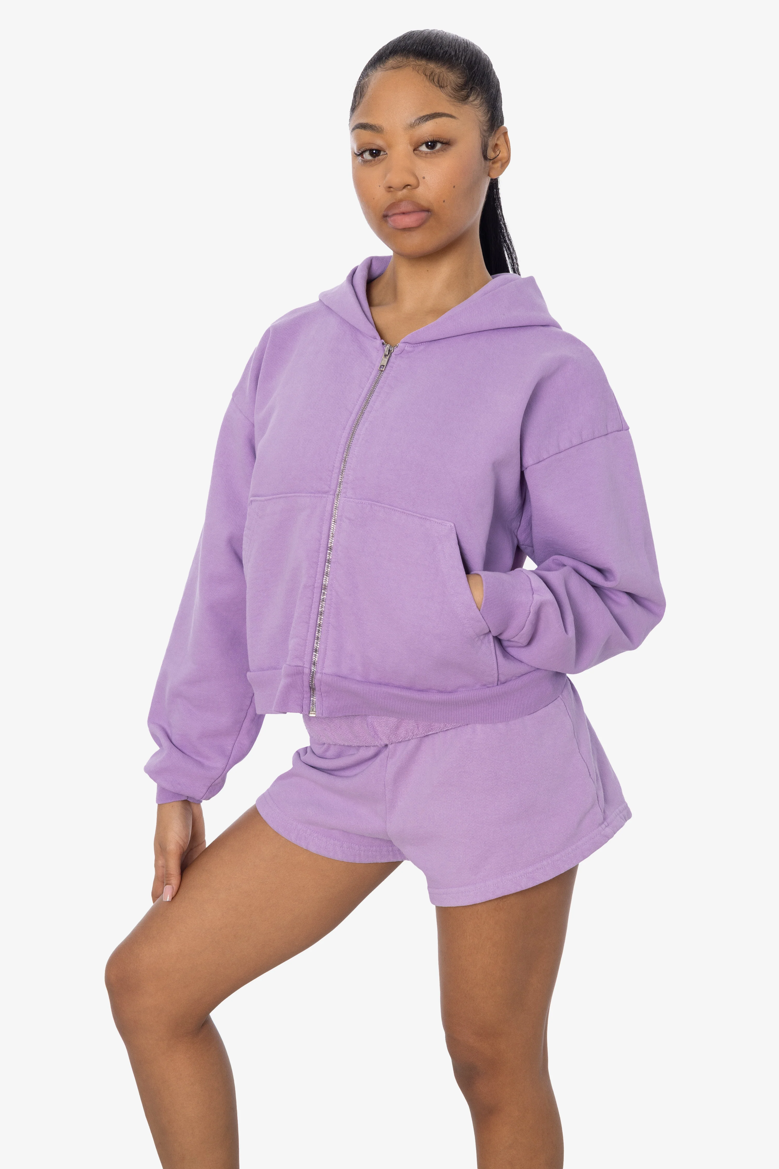 HF16 - Heavy Fleece Cropped Zip-Up Hoodie (Garment Dye) - Image 32