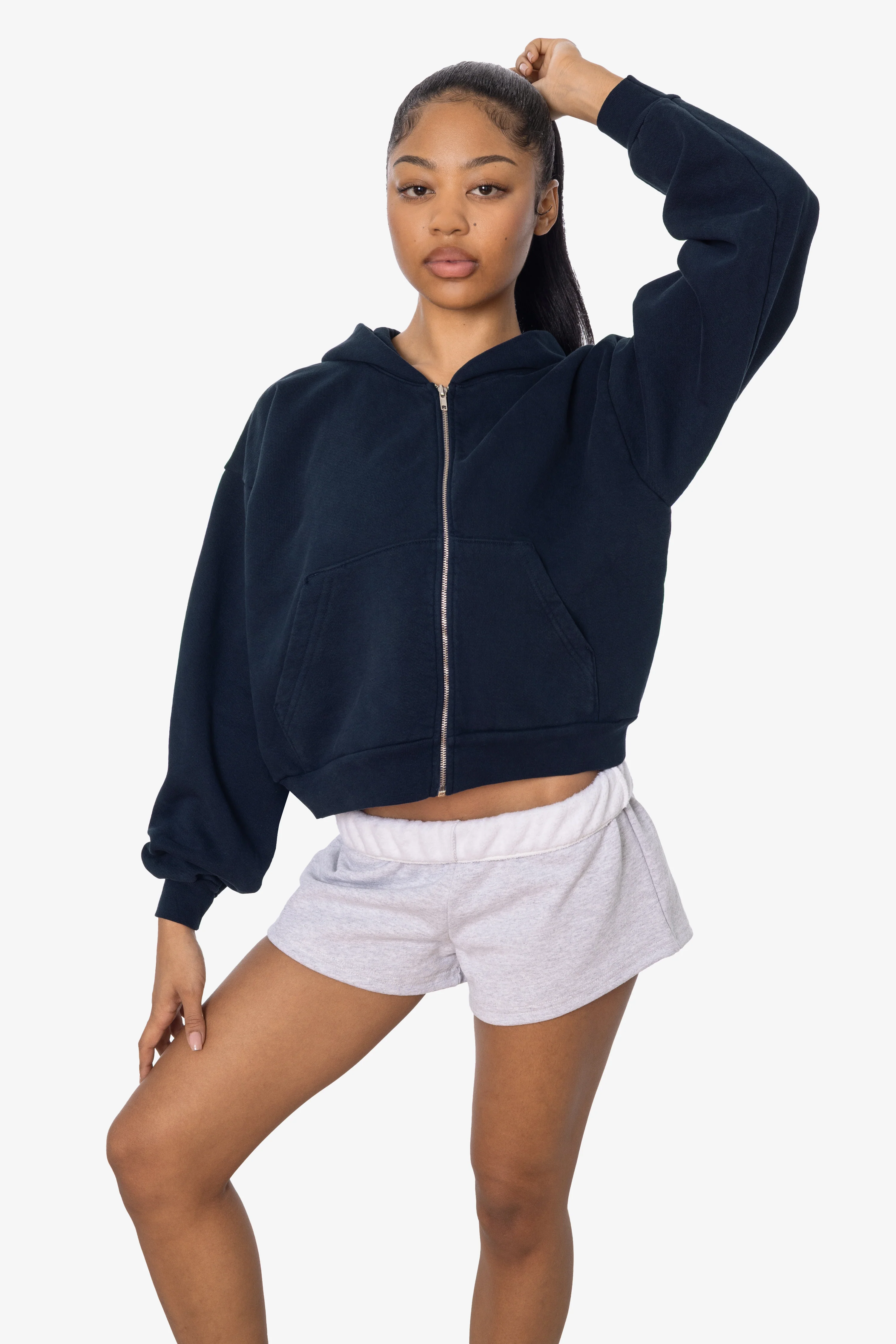 HF16 - Heavy Fleece Cropped Zip-Up Hoodie (Garment Dye) - Image 34