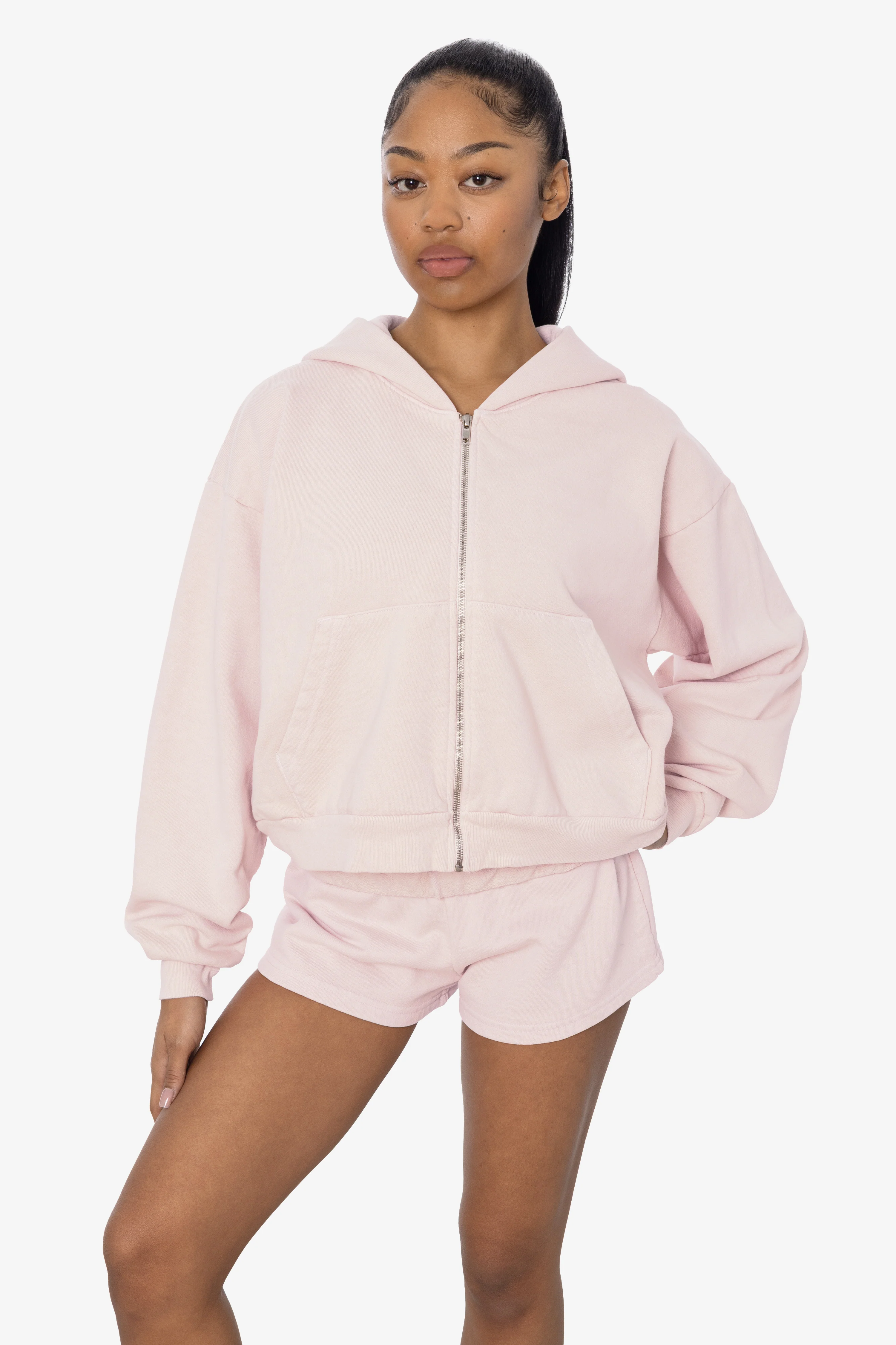 HF16 - Heavy Fleece Cropped Zip-Up Hoodie (Garment Dye) - Image 41