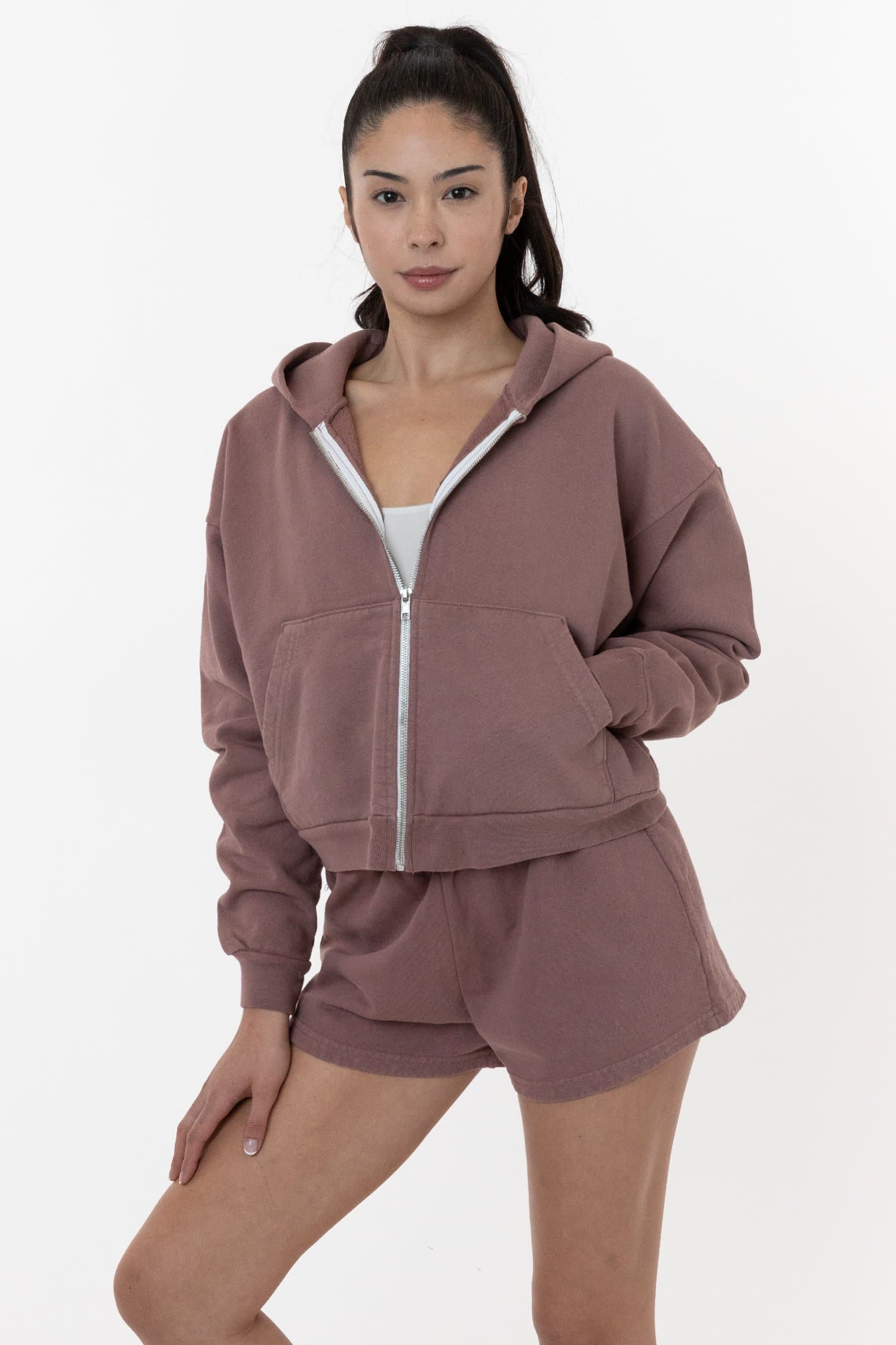 HF16 - Heavy Fleece Cropped Zip-Up Hoodie (Garment Dye) - Image 47