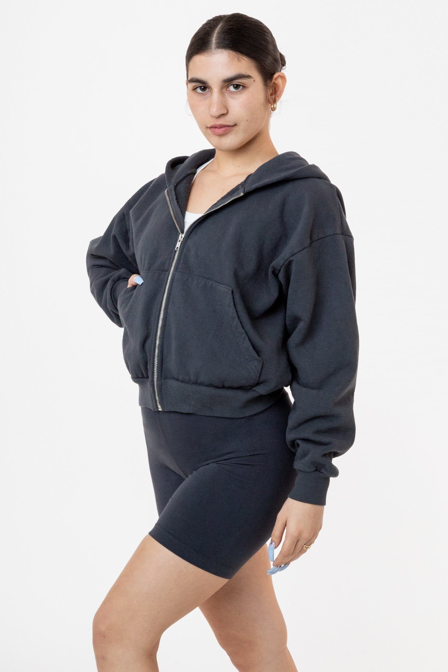 HF16 - Heavy Fleece Cropped Zip-Up Hoodie (Garment Dye) - Image 51