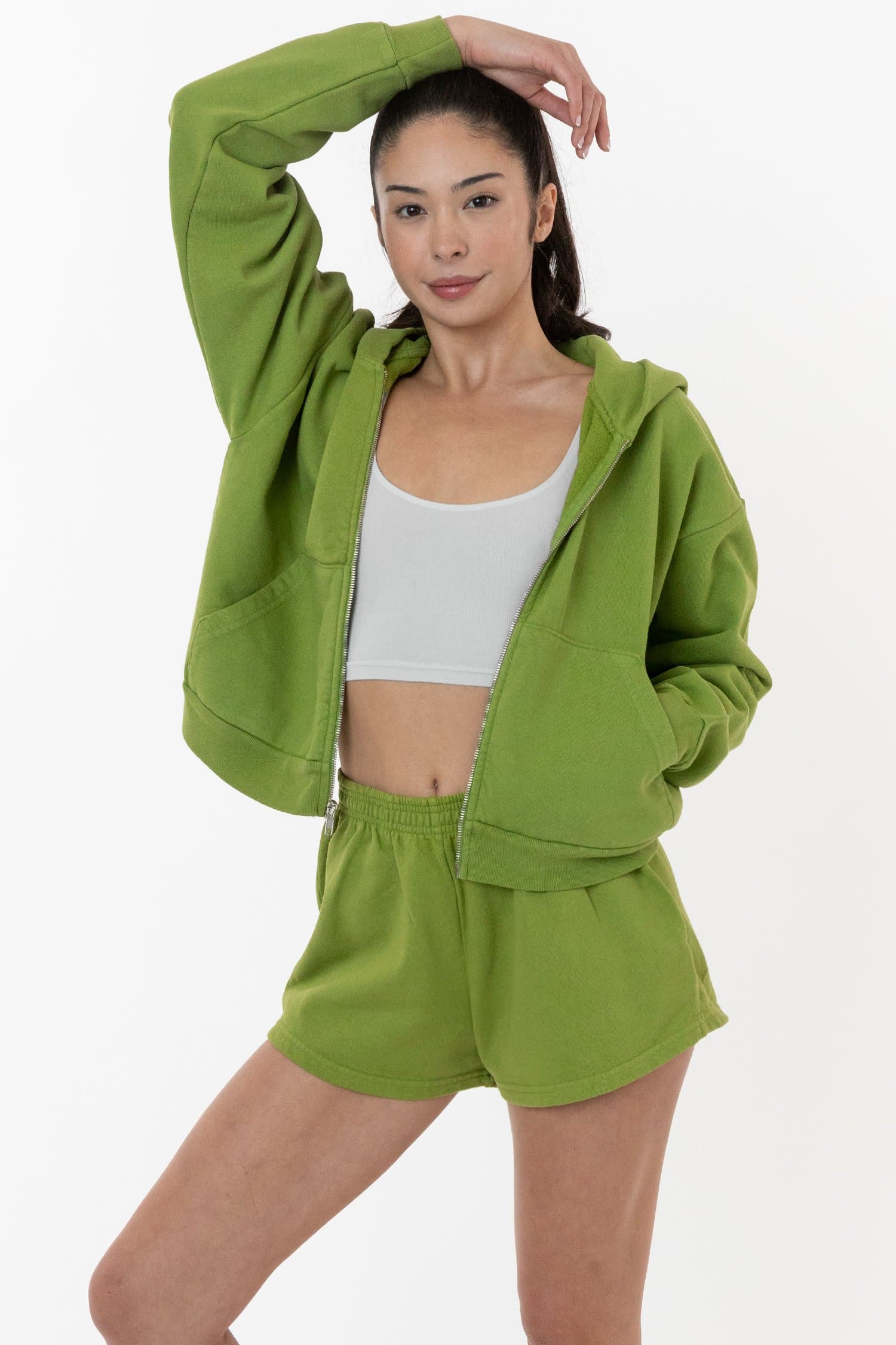 HF16 - Heavy Fleece Cropped Zip-Up Hoodie (Garment Dye) - Image 54