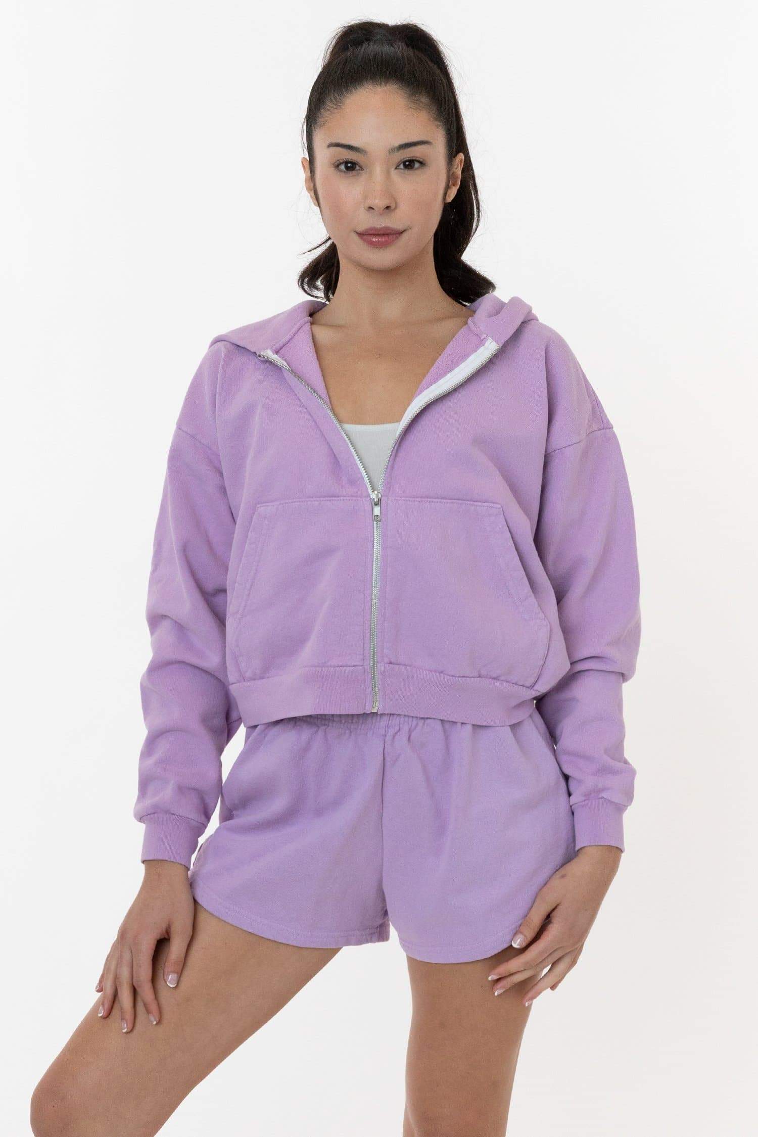 HF16 - Heavy Fleece Cropped Zip-Up Hoodie (Garment Dye) - Image 59