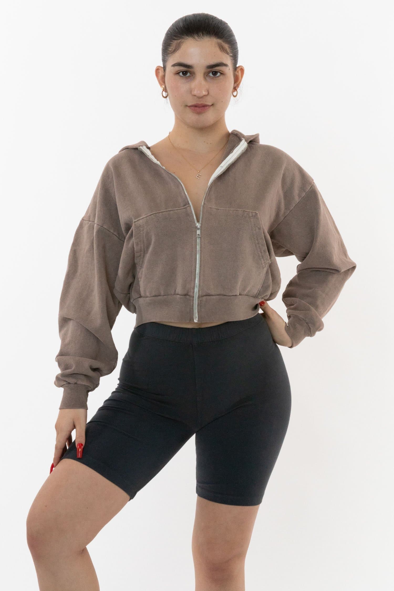 HF16 - Heavy Fleece Cropped Zip-Up Hoodie (Garment Dye) - Image 64