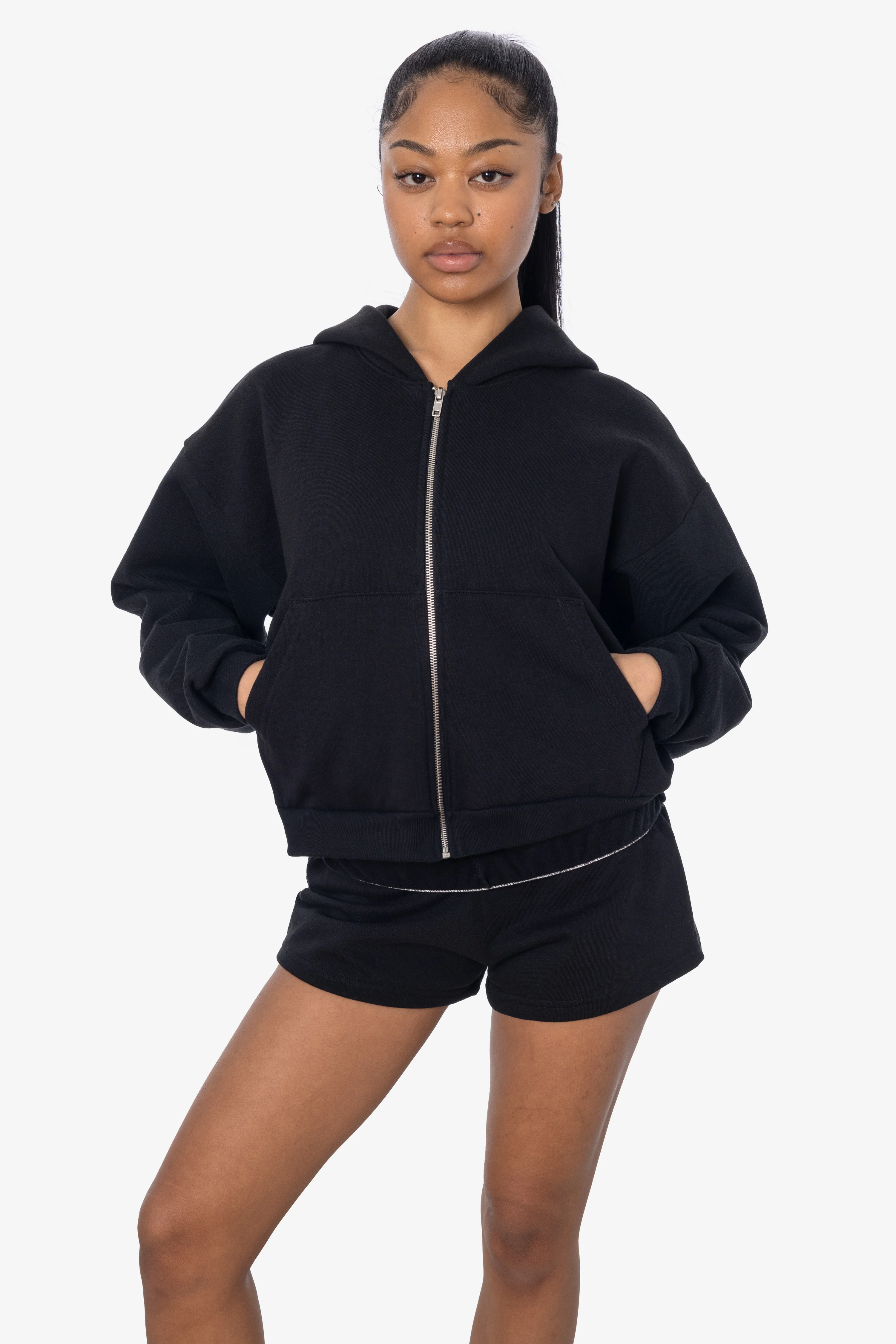 HF16 - Heavy Fleece Cropped Zip-Up Hoodie (Piece Dye) - Image 10
