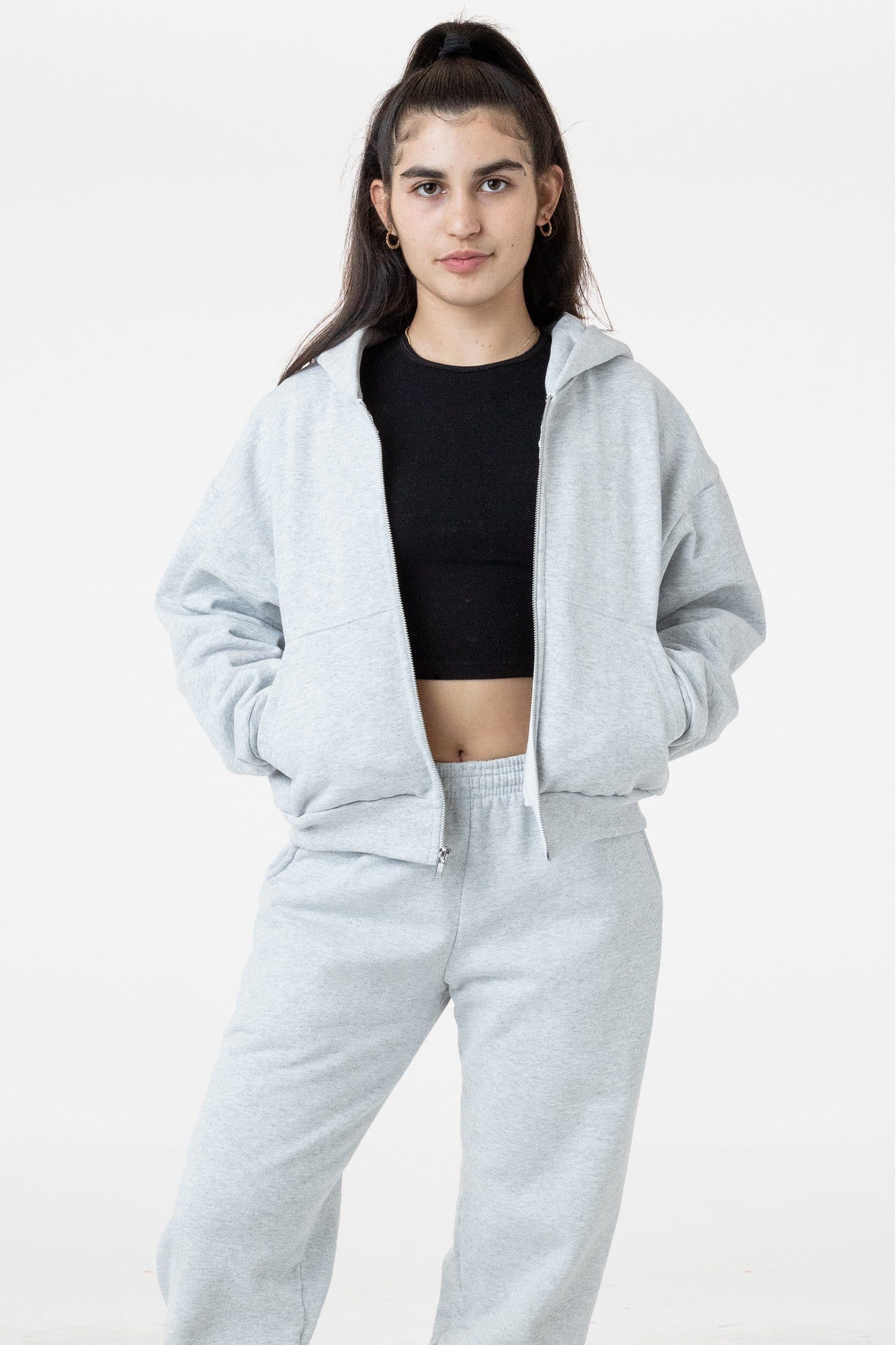 HF16 - Heavy Fleece Cropped Zip-Up Hoodie (Piece Dye) - Image 14