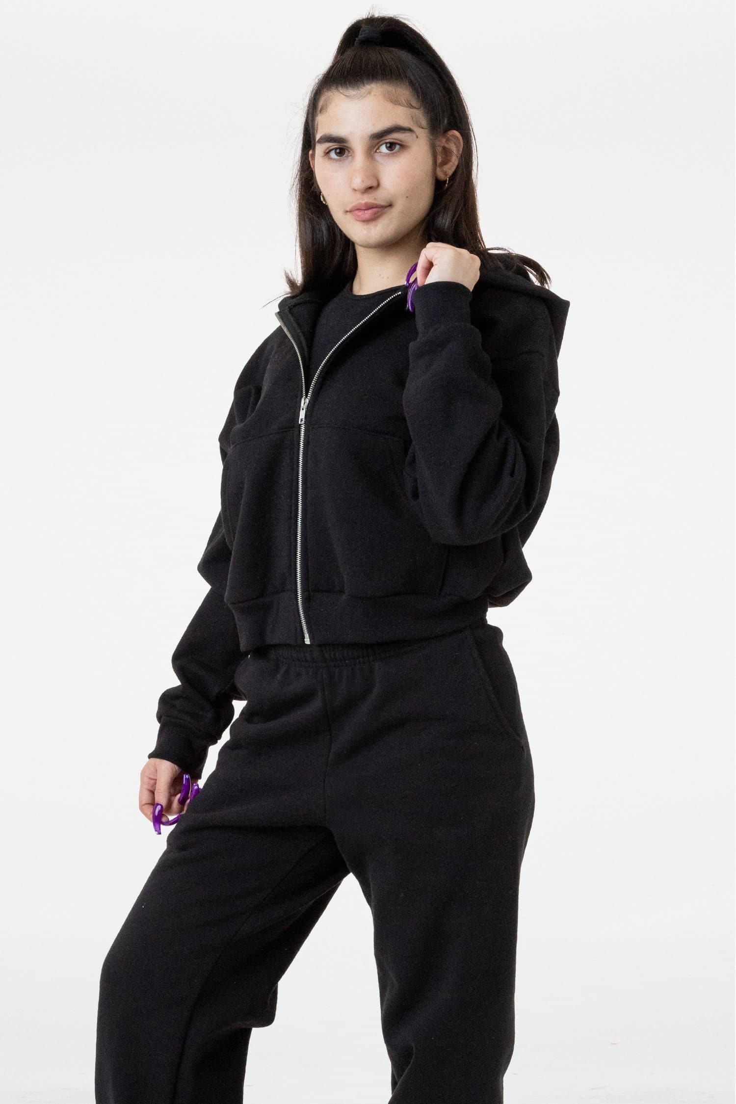 HF16 - Heavy Fleece Cropped Zip-Up Hoodie (Piece Dye) - Image 16