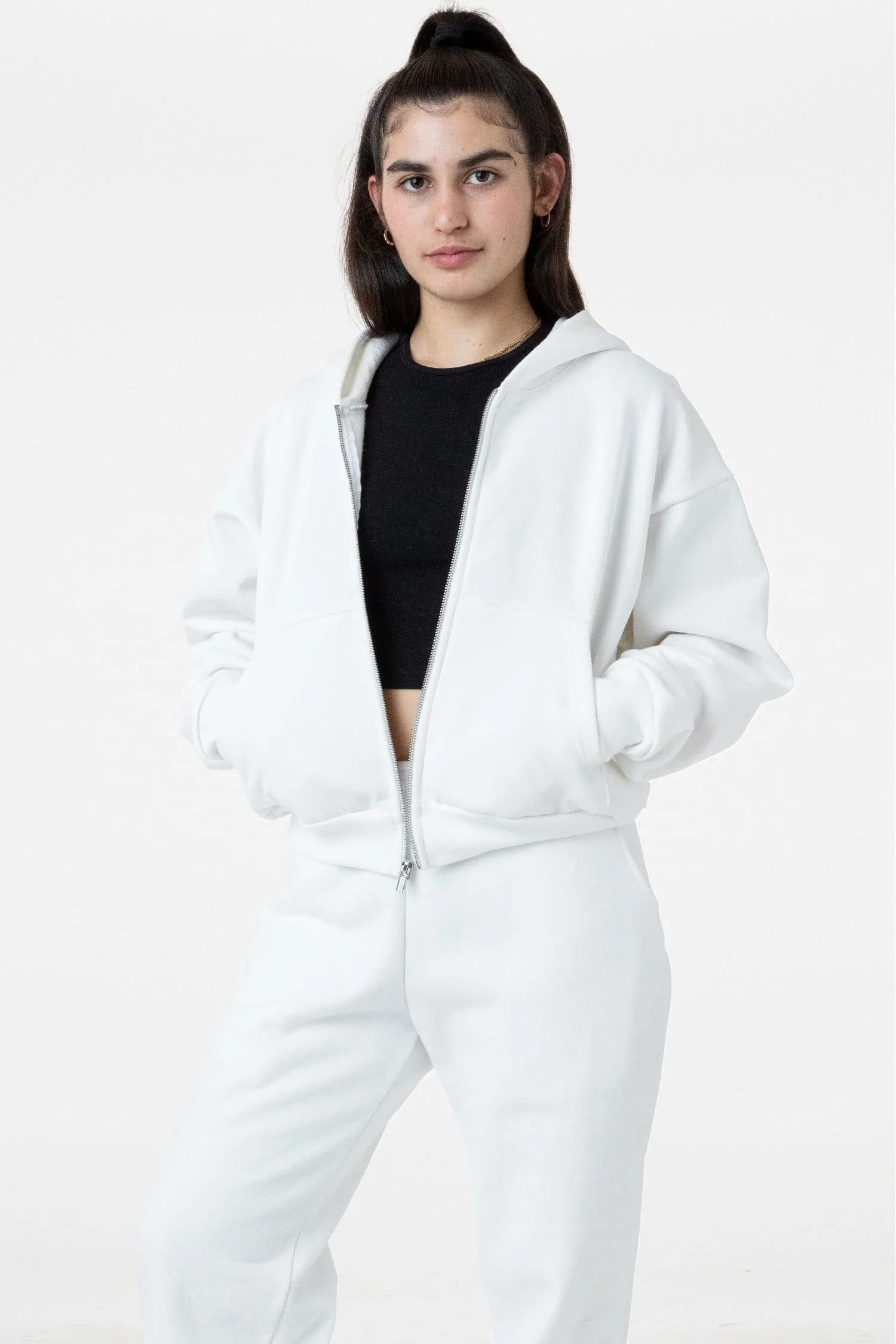 HF16 - Heavy Fleece Cropped Zip-Up Hoodie (Piece Dye) - Image 17