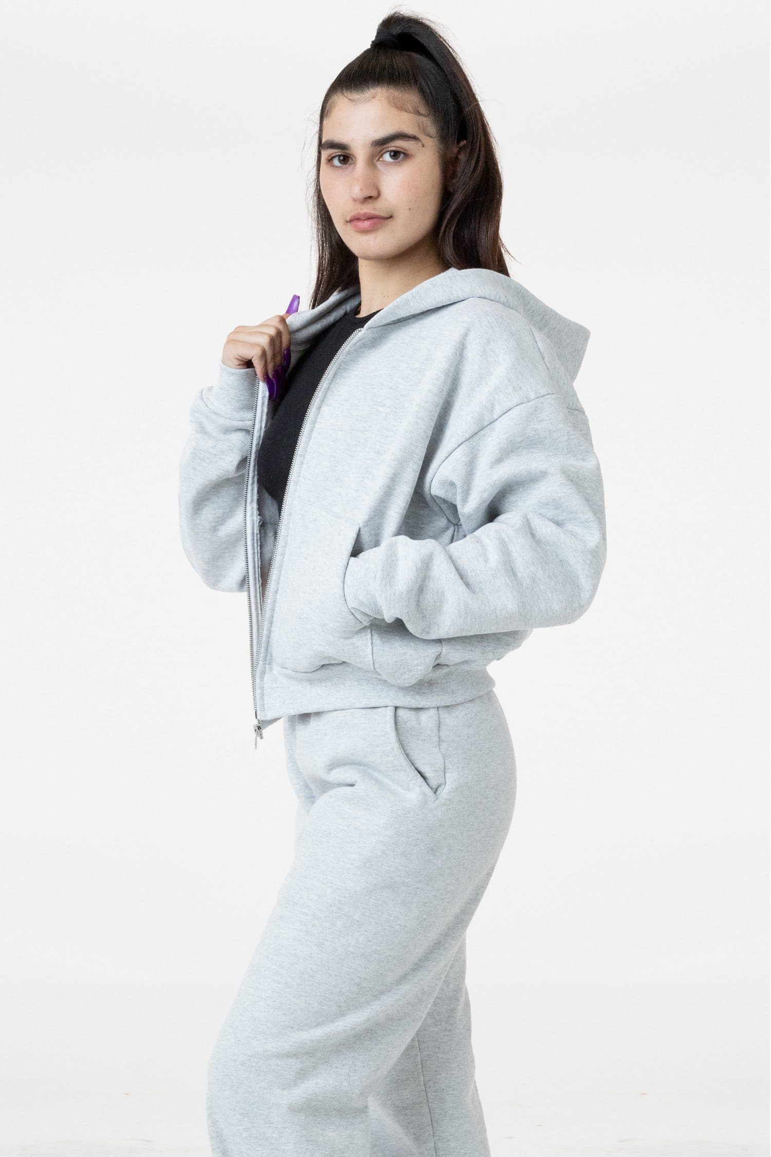 HF16 - Heavy Fleece Cropped Zip-Up Hoodie (Piece Dye) - Image 18