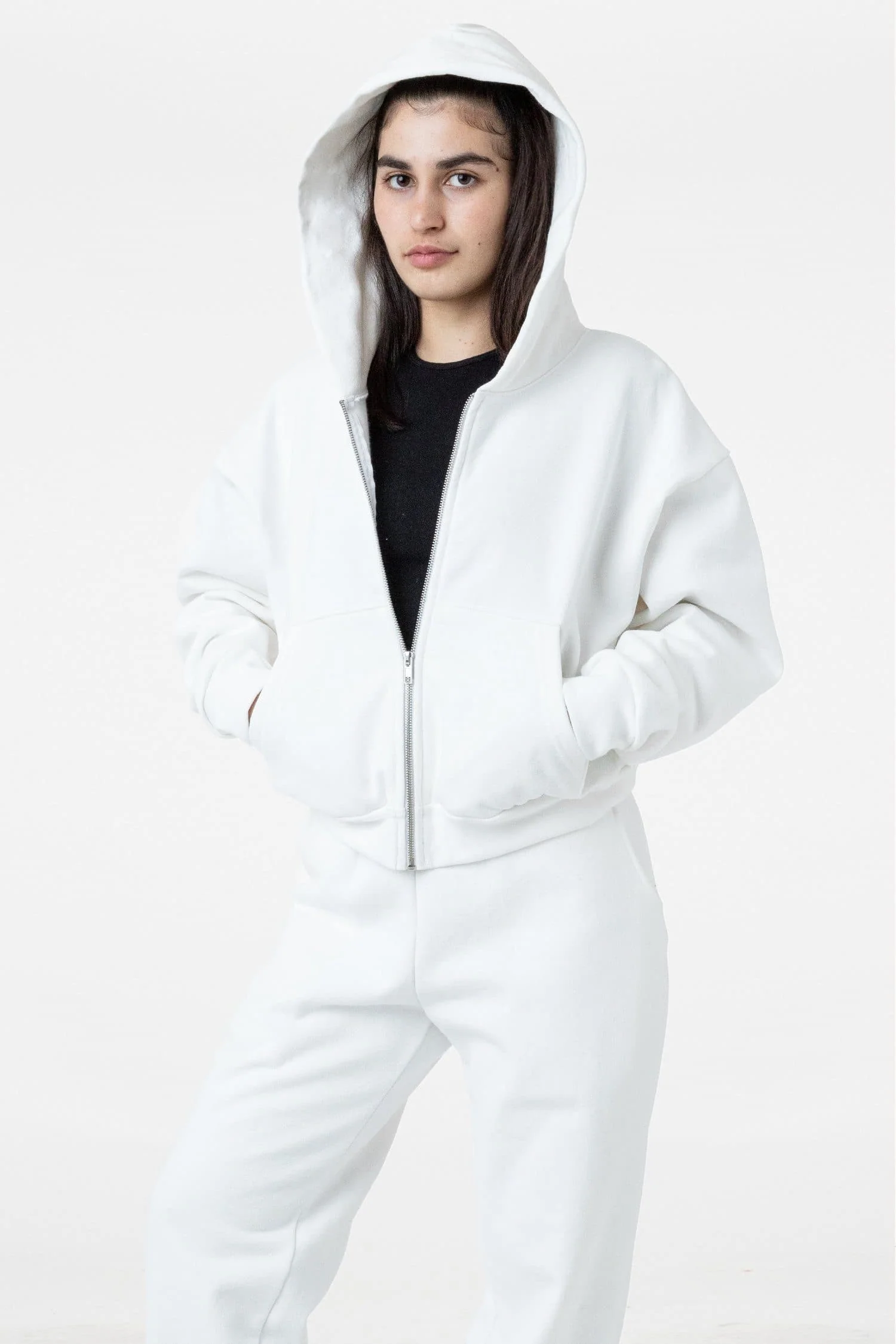 HF16 - Heavy Fleece Cropped Zip-Up Hoodie (Piece Dye) - Image 19