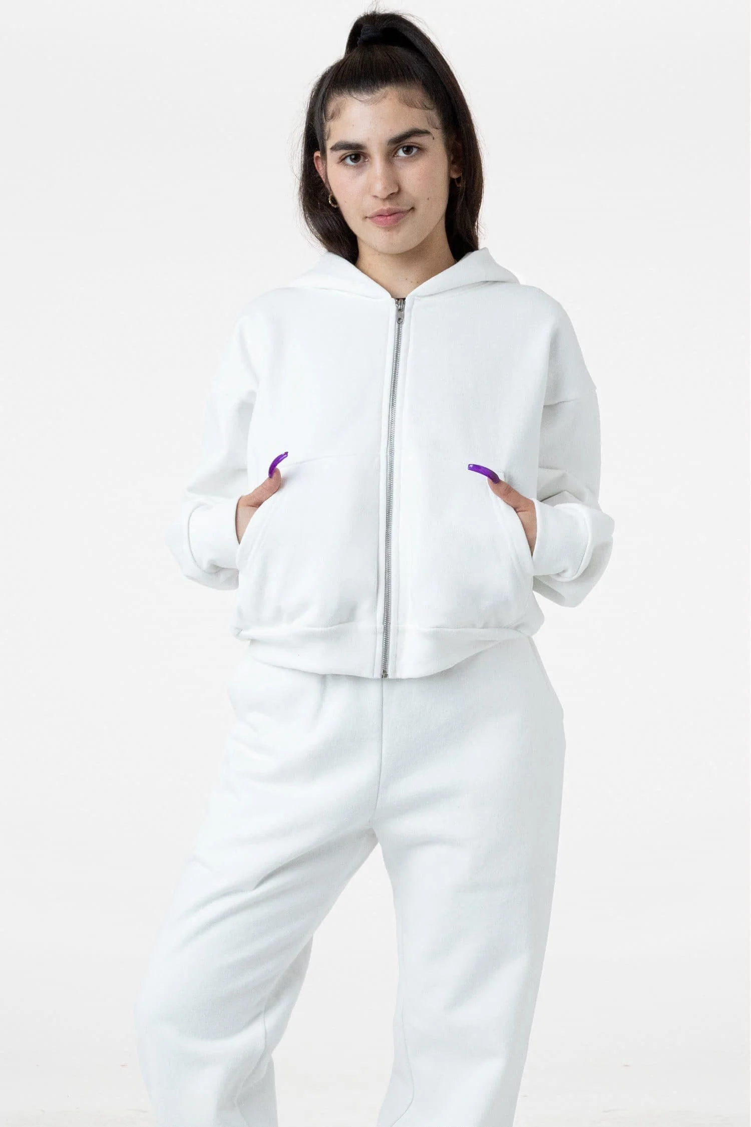 HF16 - Heavy Fleece Cropped Zip-Up Hoodie (Piece Dye) - Image 20