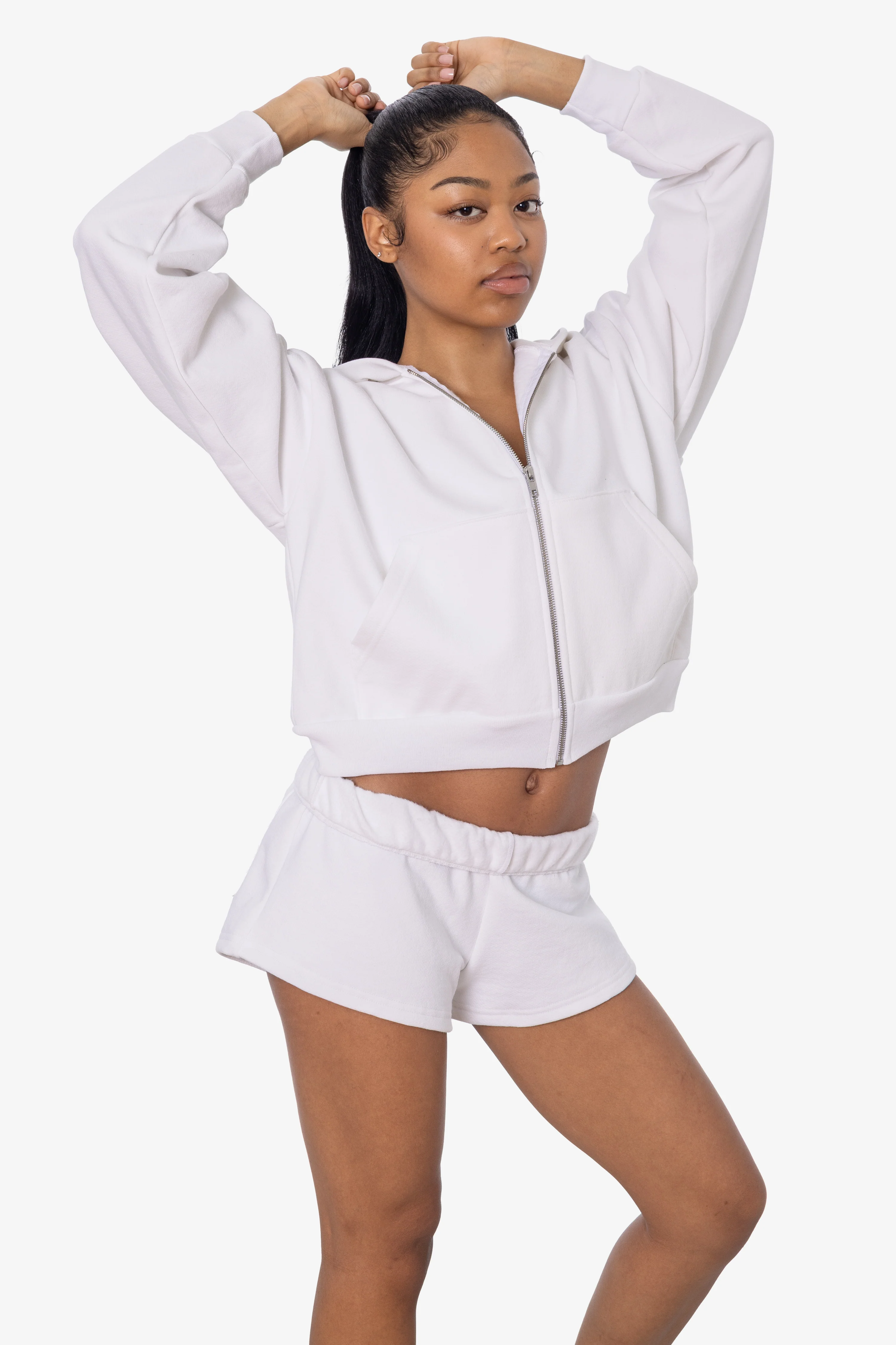 HF16 - Heavy Fleece Cropped Zip-Up Hoodie (Piece Dye) - Image 5