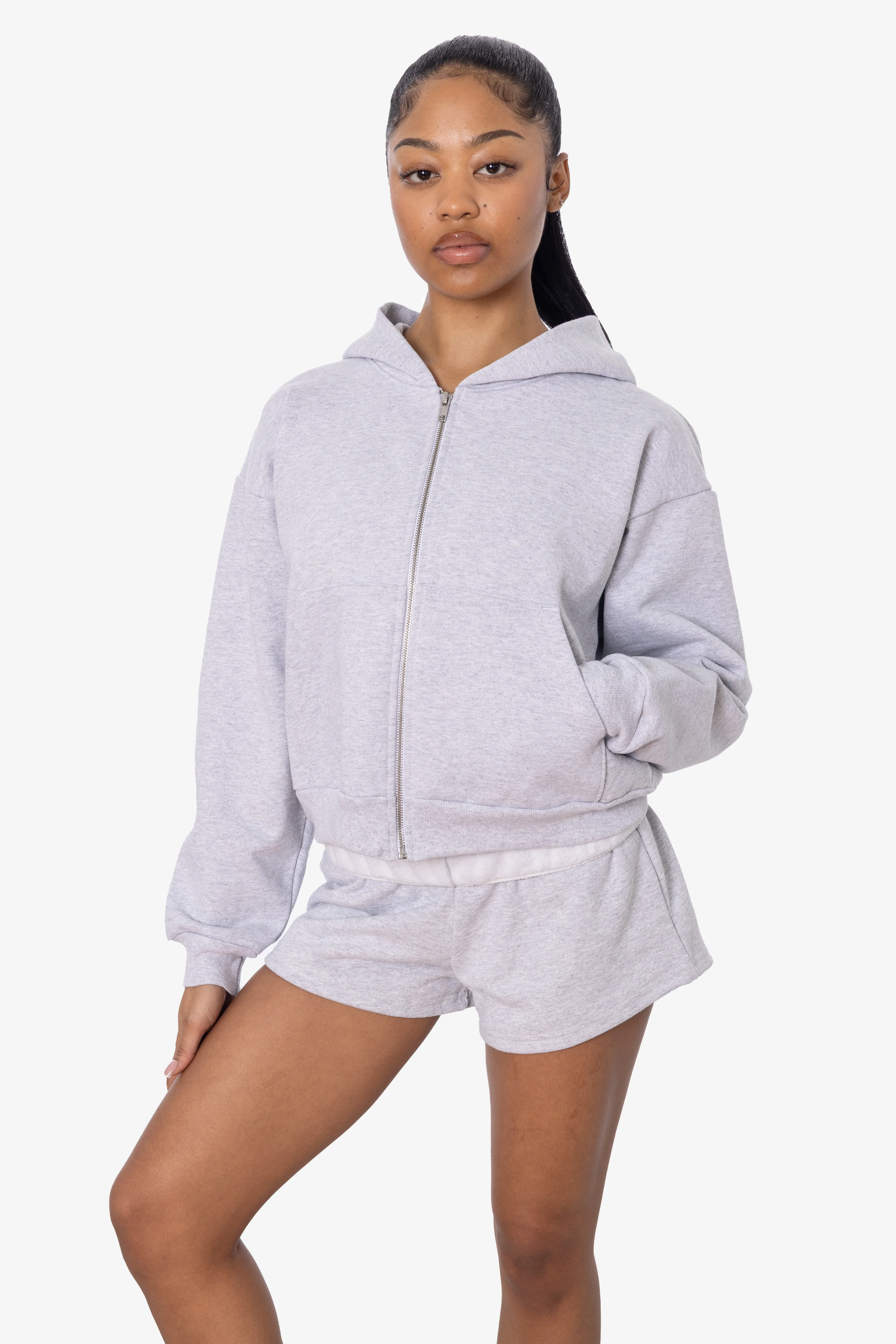 HF16 - Heavy Fleece Cropped Zip-Up Hoodie (Piece Dye) - Image 7