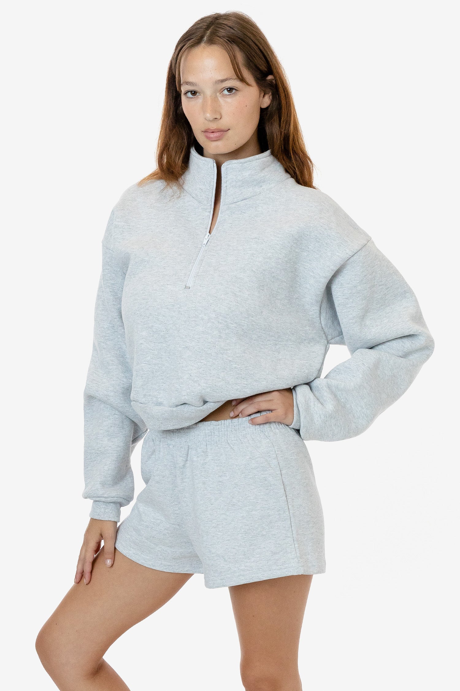 HF326 - Heavy Fleece Cropped Half Zip Pullover (Piece Dye) - Image 3
