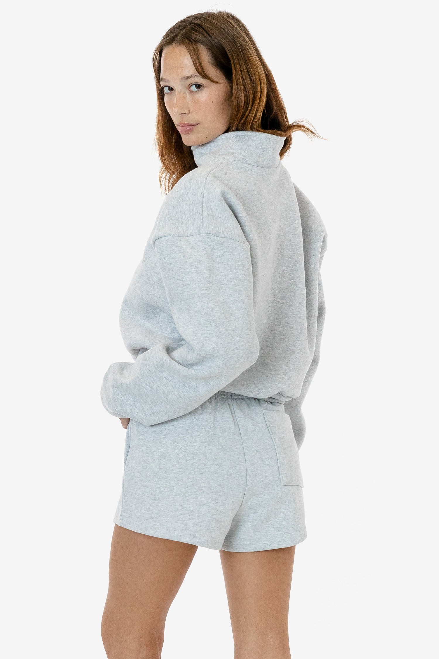 HF326 - Heavy Fleece Cropped Half Zip Pullover (Piece Dye) - Image 4
