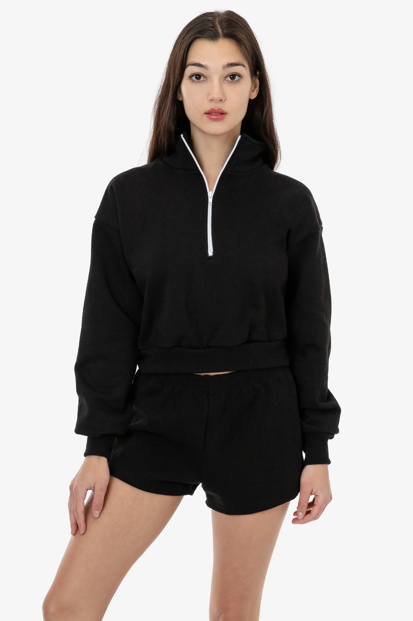 HF326 - Heavy Fleece Cropped Half Zip Pullover (Piece Dye) - Image 5
