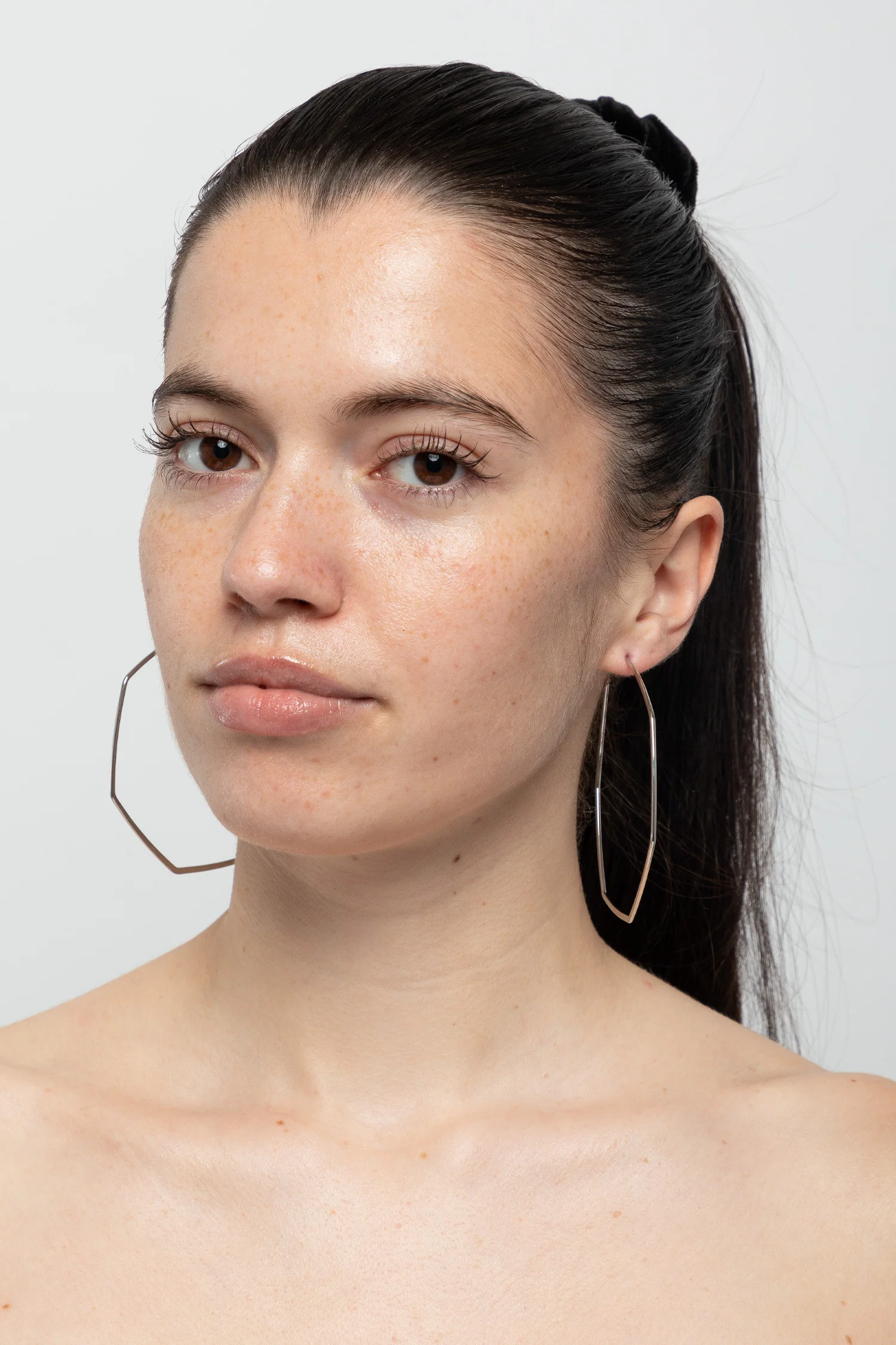 JWL318 - Hexagon Post Hoop Earrings - Image 3