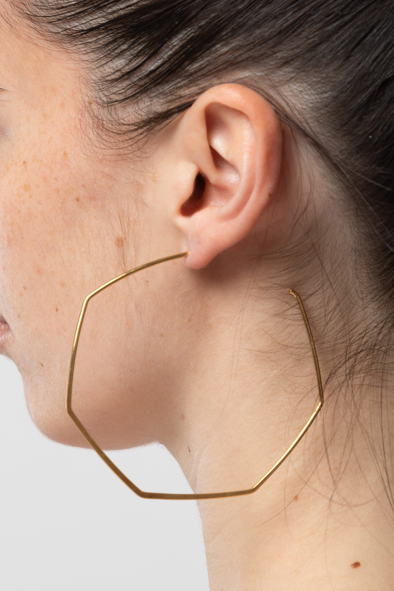 JWL318 - Hexagon Post Hoop Earrings - Image 4