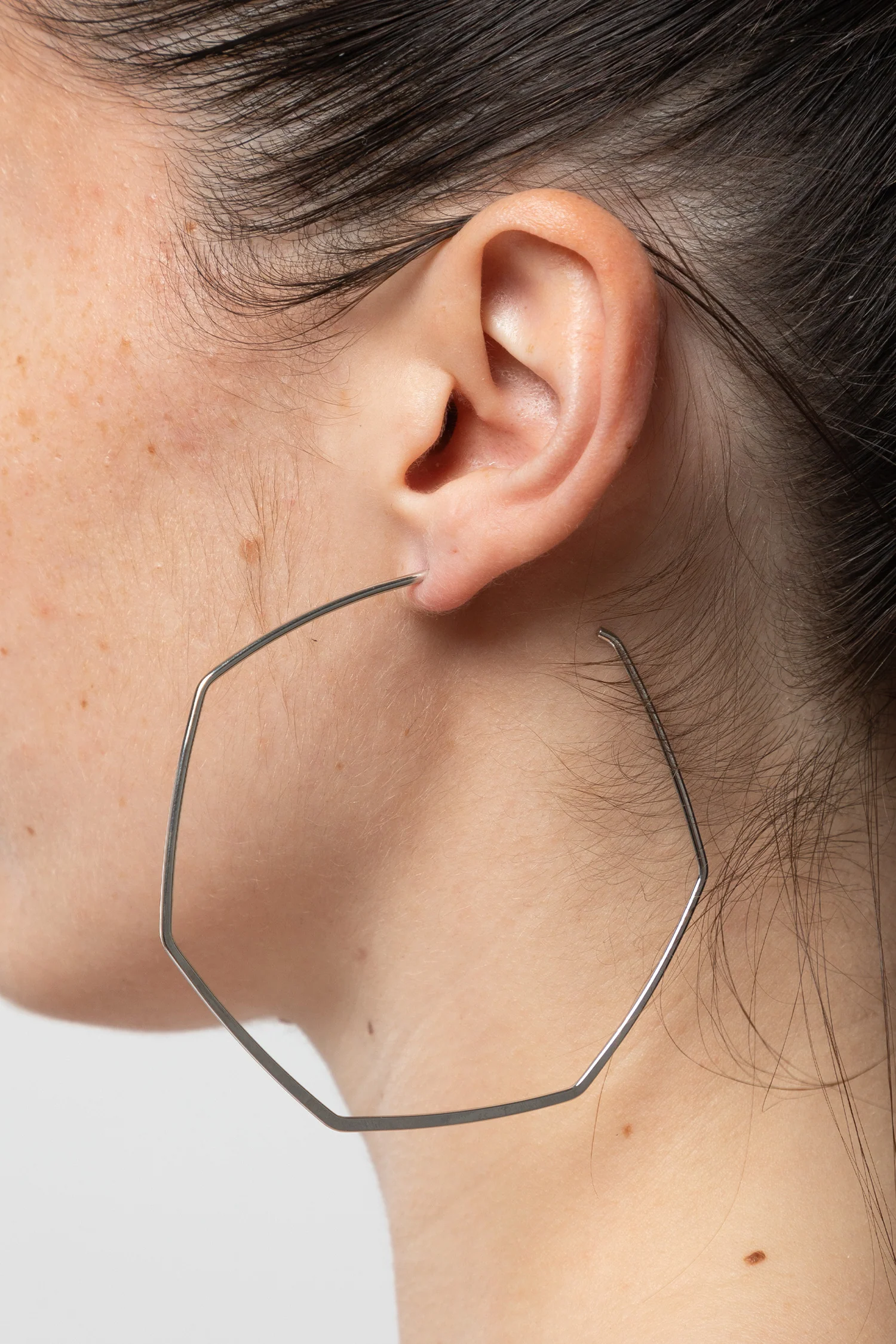 JWL318 - Hexagon Post Hoop Earrings - Image 5