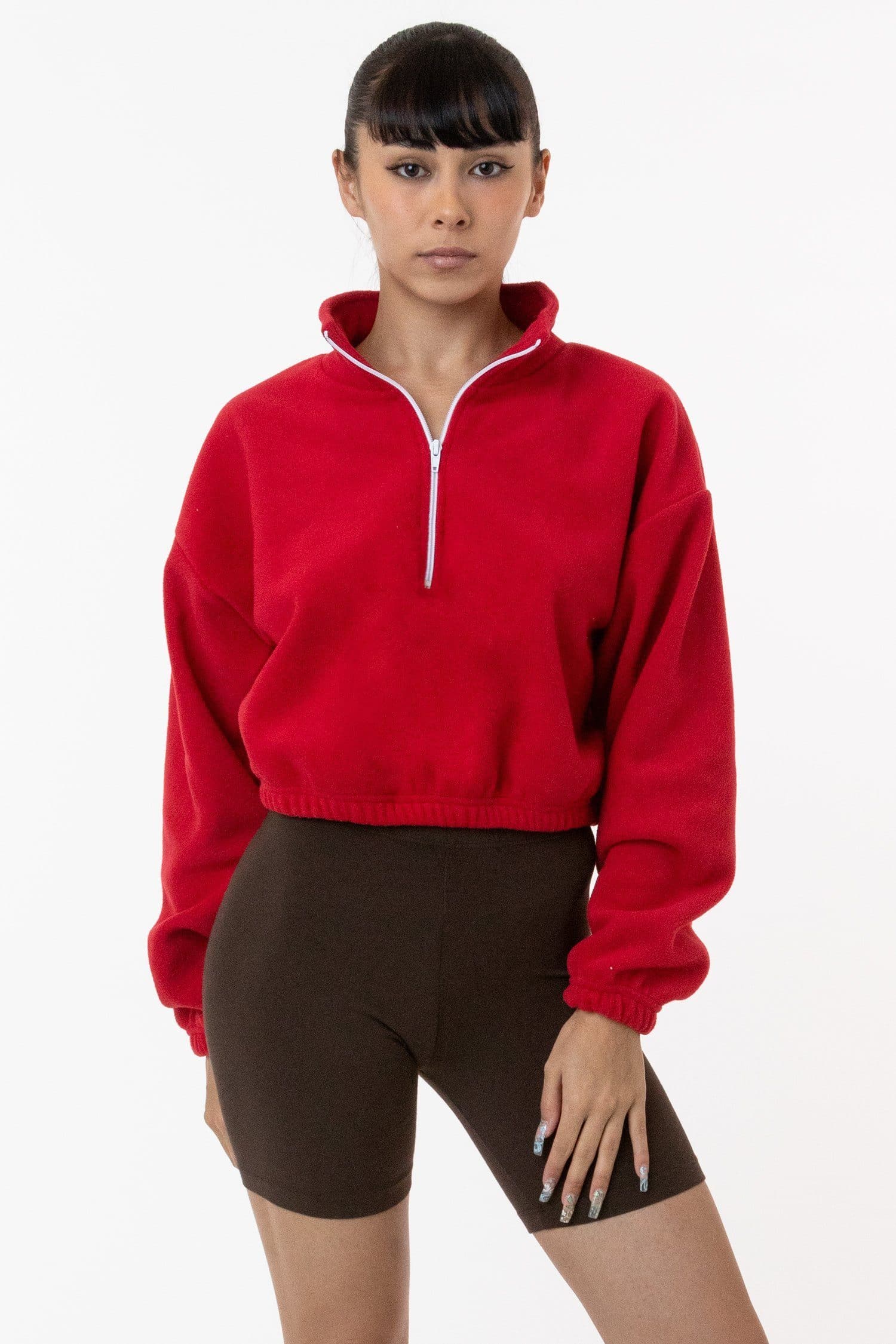 PF306 - Cropped Polar Fleece Half Zip Pullover - Image 14