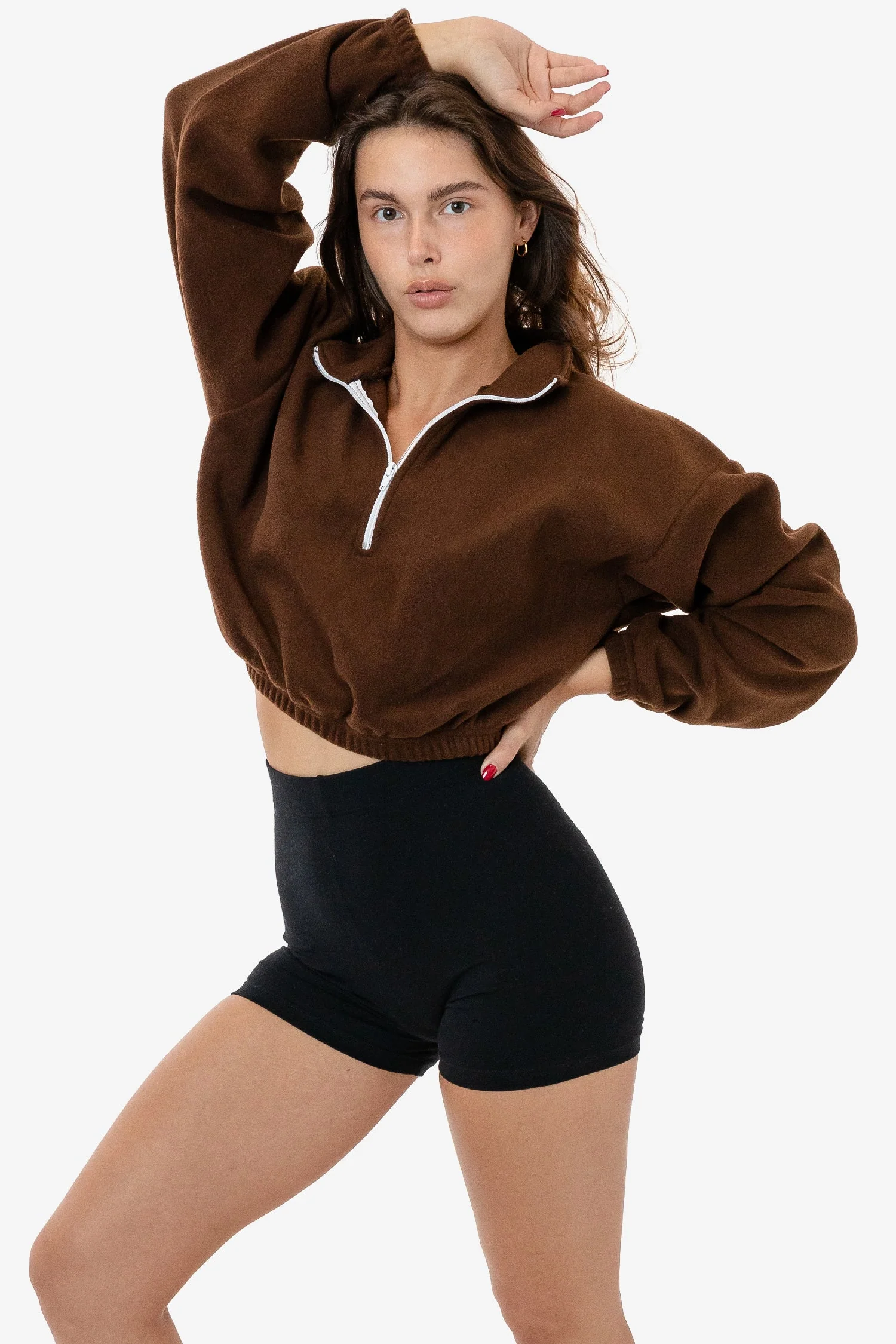 PF306 - Cropped Polar Fleece Half Zip Pullover - Image 2
