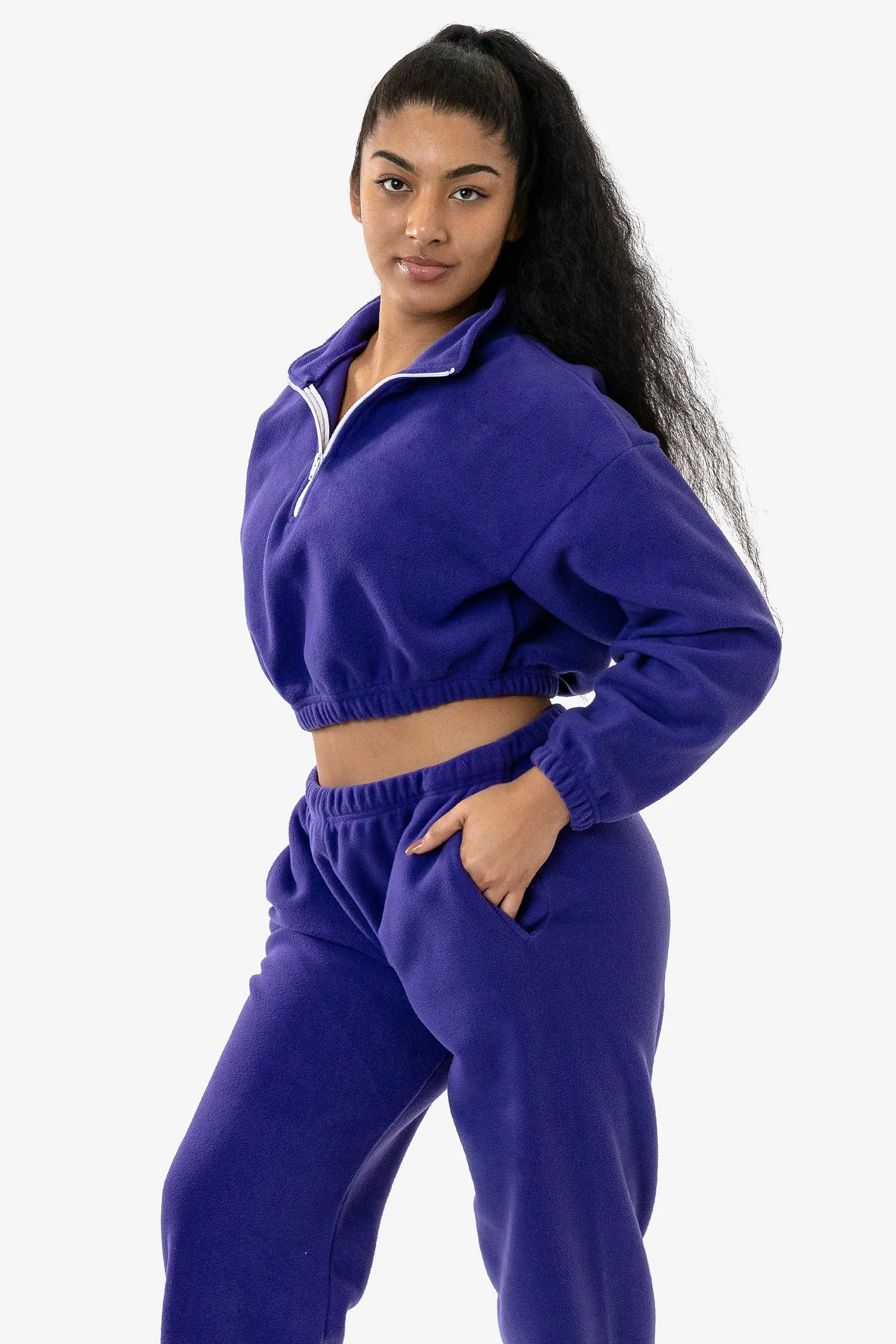 PF306 - Cropped Polar Fleece Half Zip Pullover - Image 25