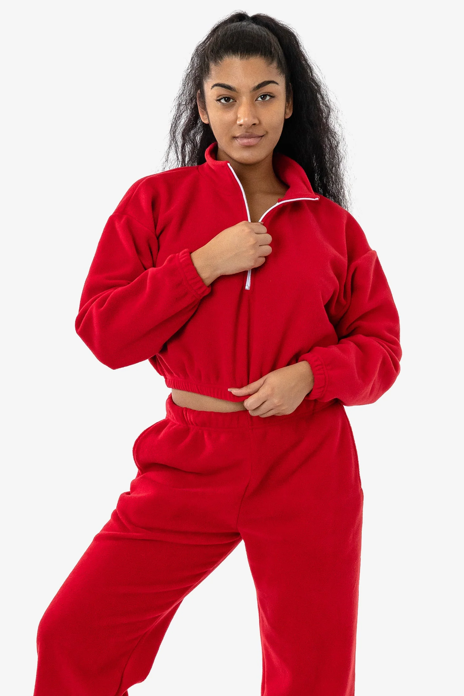 PF306 - Cropped Polar Fleece Half Zip Pullover - Image 26