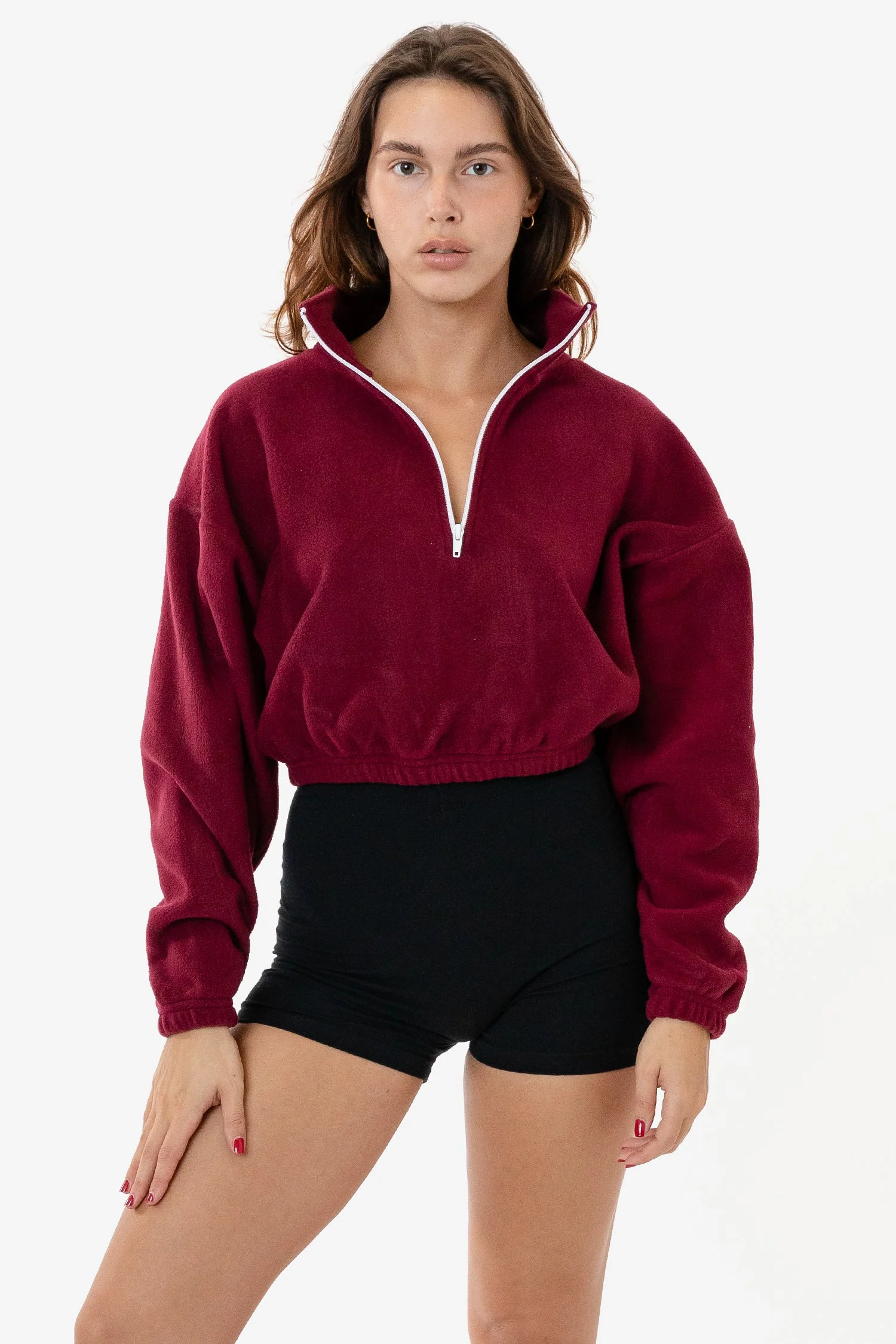 PF306 - Cropped Polar Fleece Half Zip Pullover - Image 3