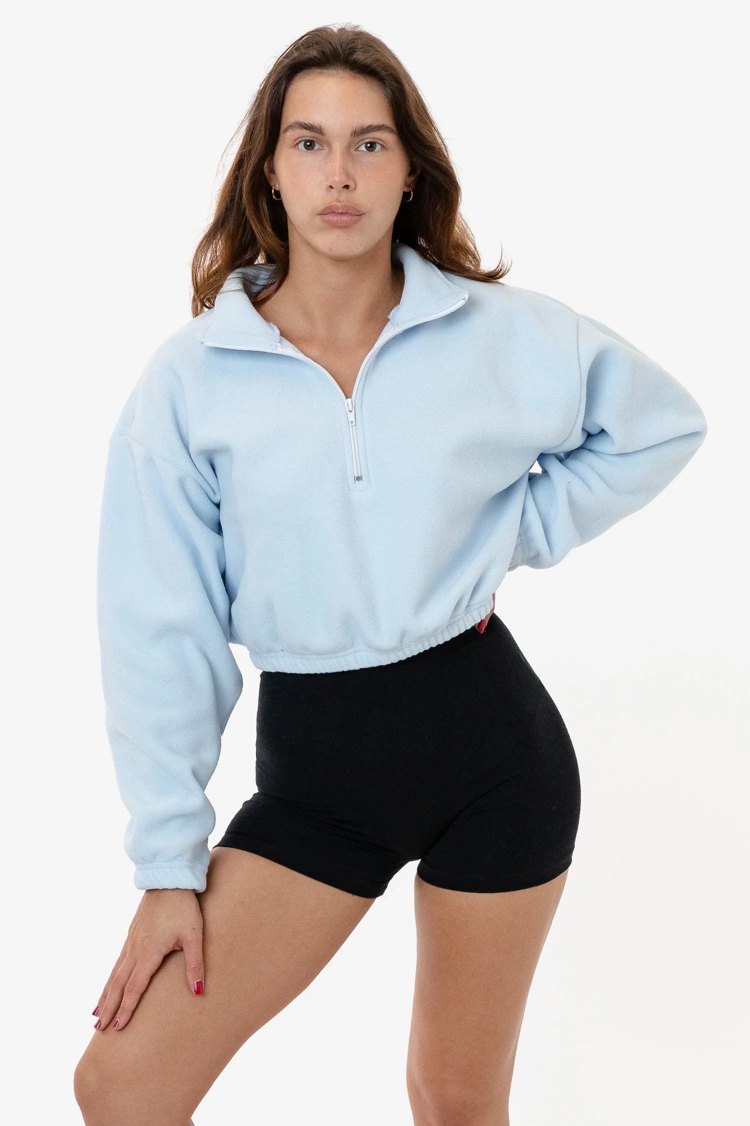 PF306 - Cropped Polar Fleece Half Zip Pullover - Image 5