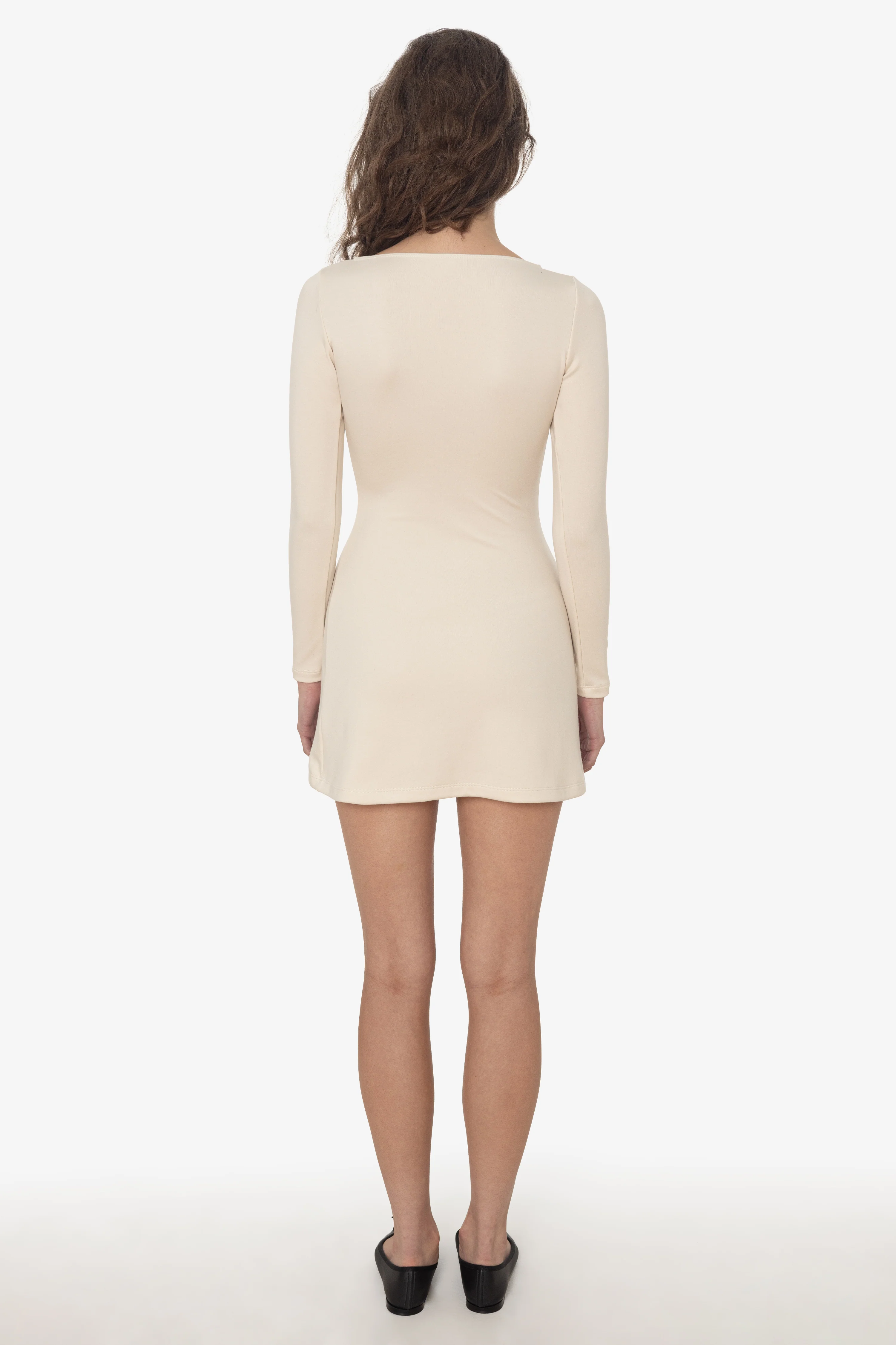 PON3644 - Ponte Long Sleeve Boatneck Dress - Image 9