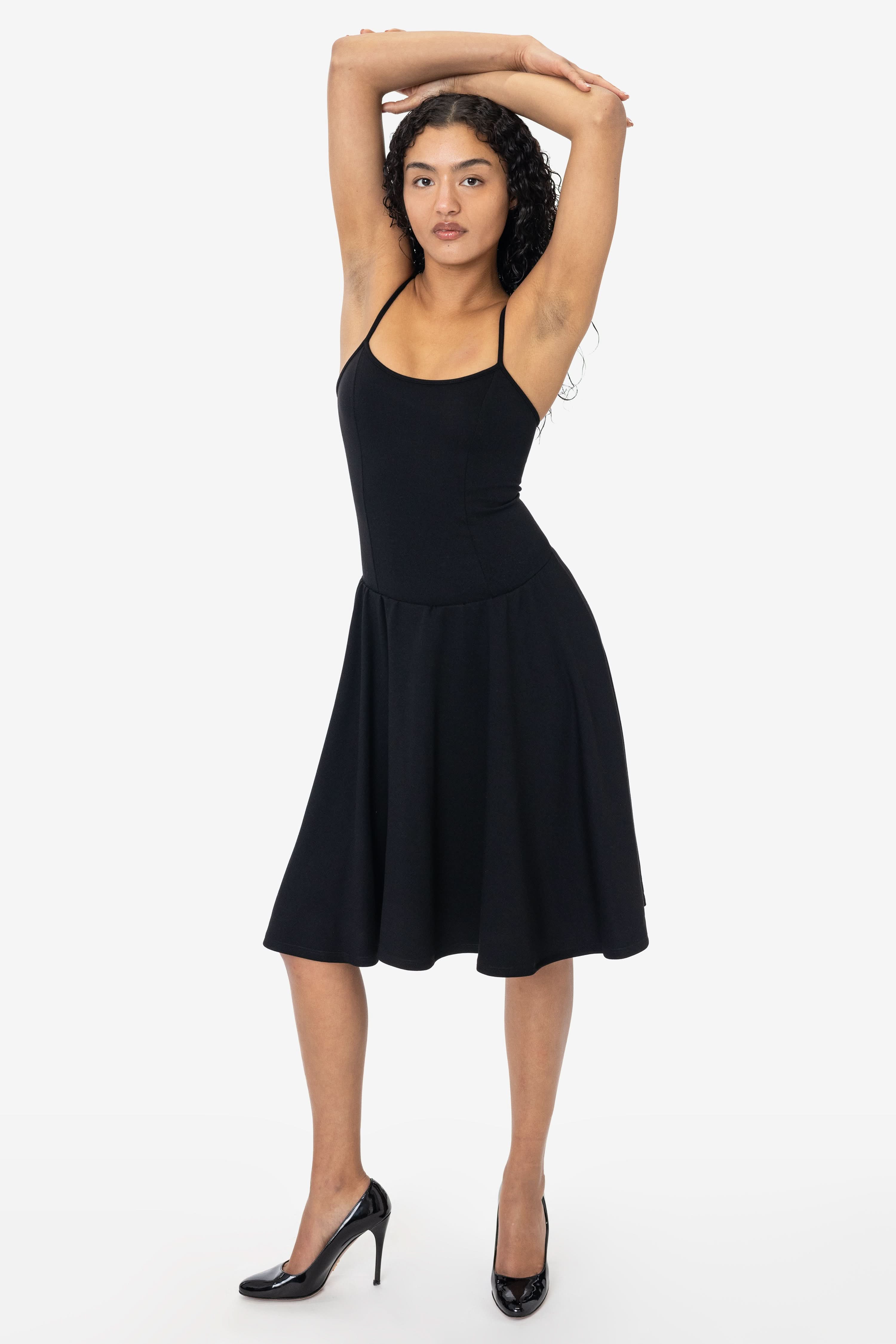PON3662 - Ponte Mid-Length Drop Waist Spaghetti Dress - Image 5