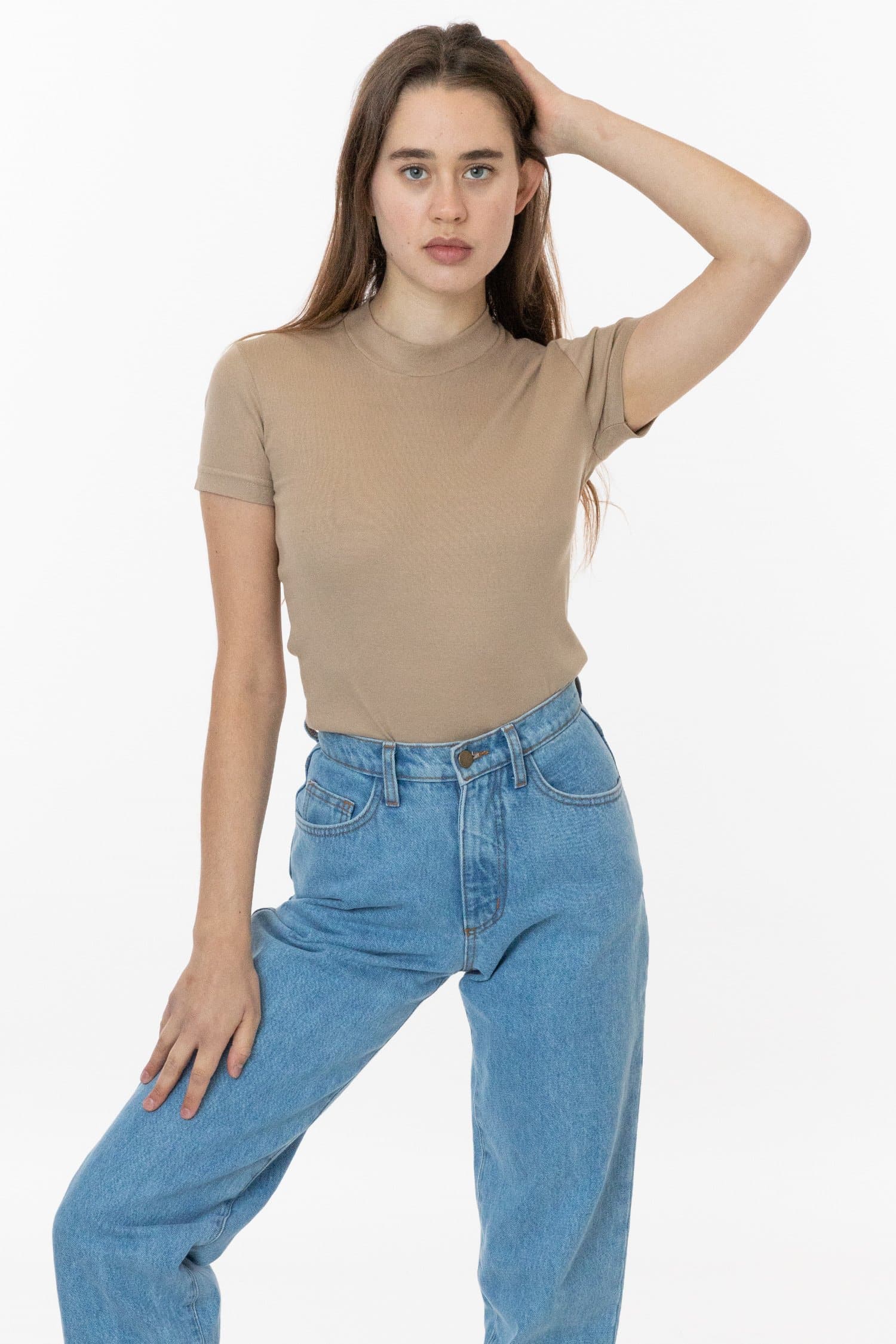 R4309 - Mockneck Cap Sleeve Baby Tee - Image 11