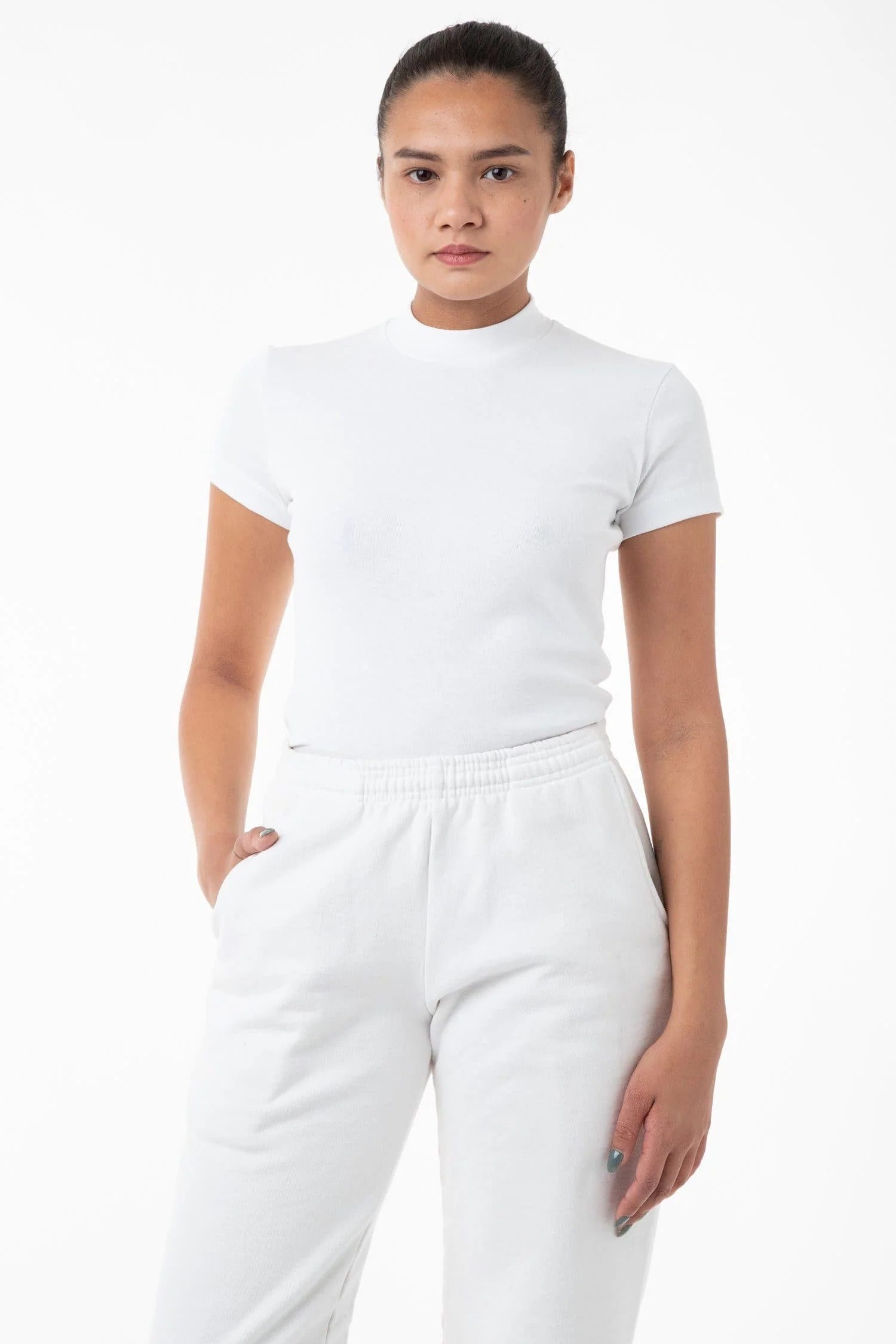 R4309 - Mockneck Cap Sleeve Baby Tee - Image 2