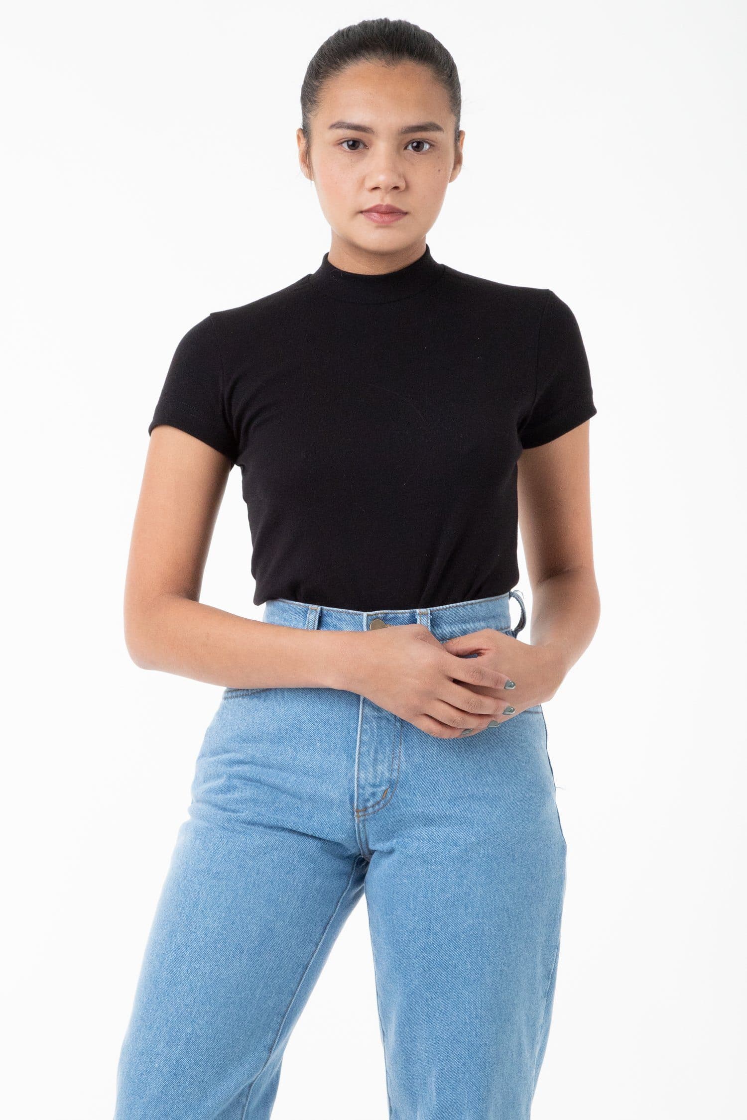 R4309 - Mockneck Cap Sleeve Baby Tee - Image 7