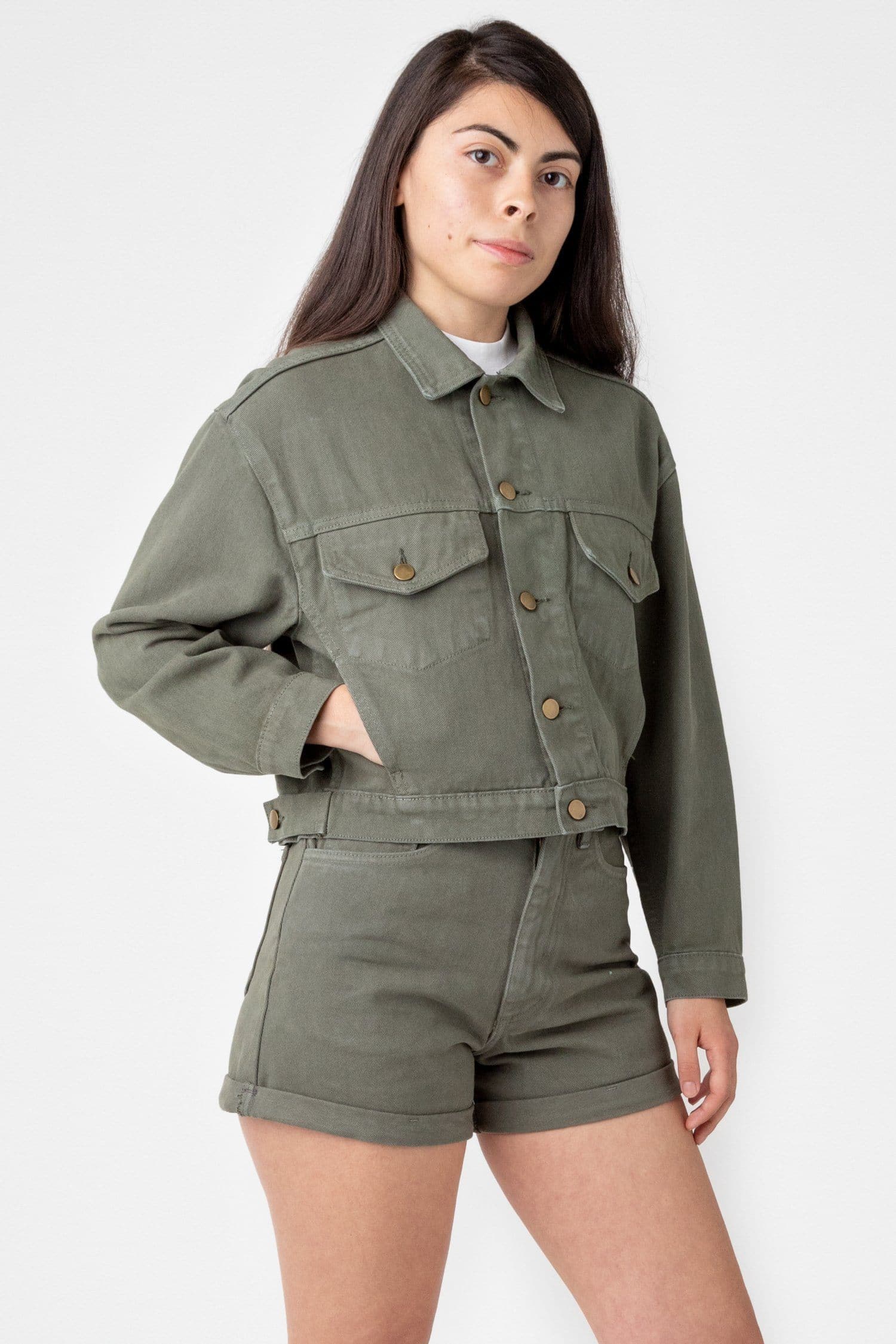 RBDW03GD - Garment Dye Cropped Bull Denim Jacket - Image 4