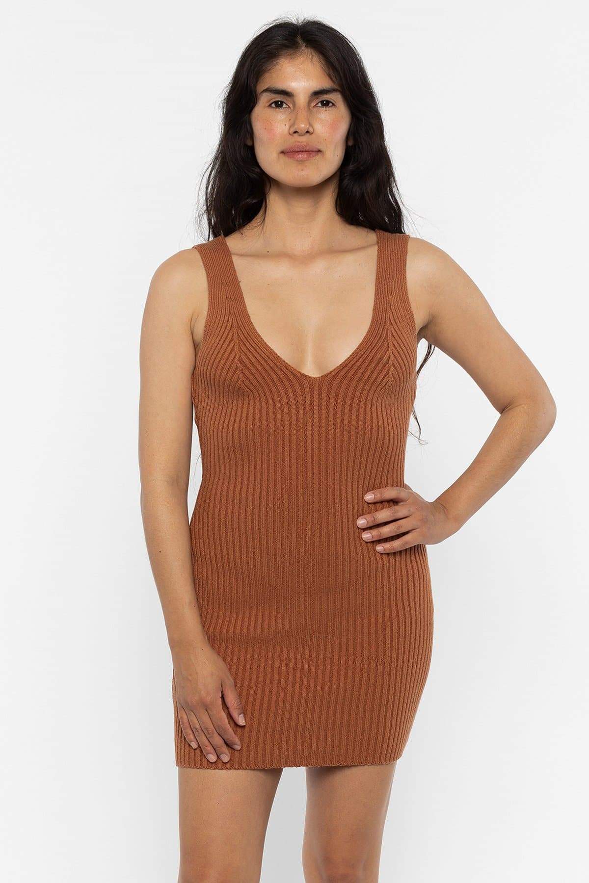 RFK226 - Ultra Heavy Knit Ribbed V Neck Dress - Image 11