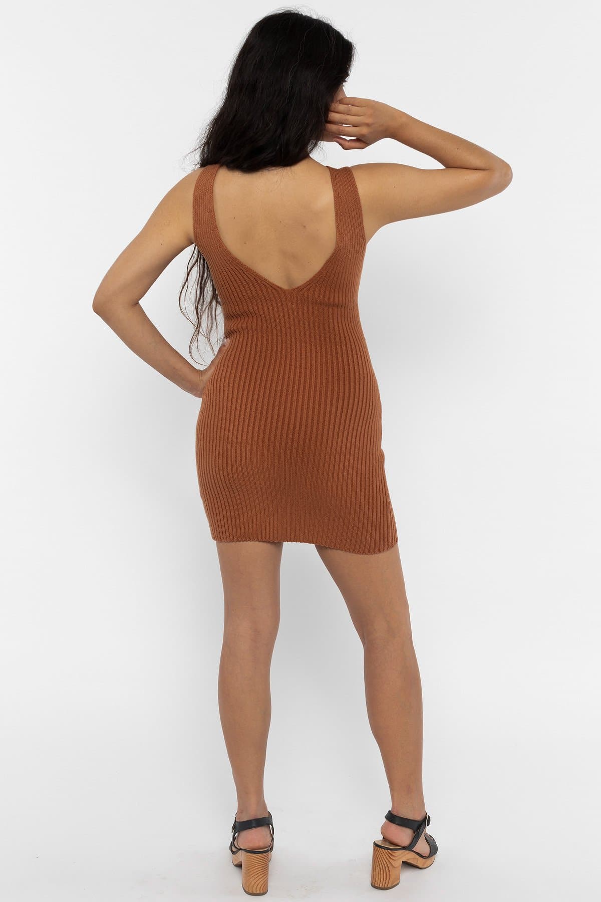 RFK226 - Ultra Heavy Knit Ribbed V Neck Dress - Image 13