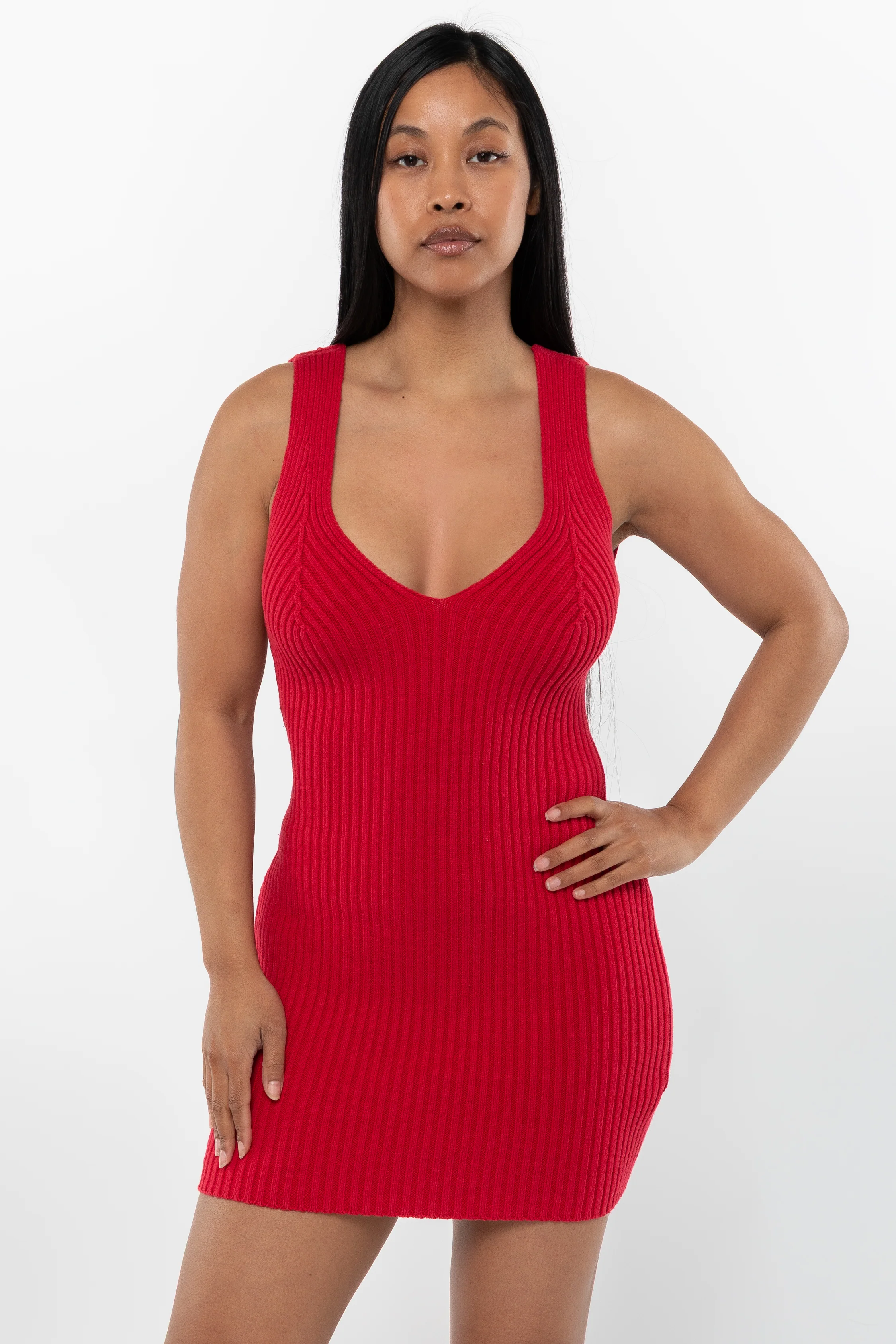 RFK226 - Ultra Heavy Knit Ribbed V Neck Dress - Image 17