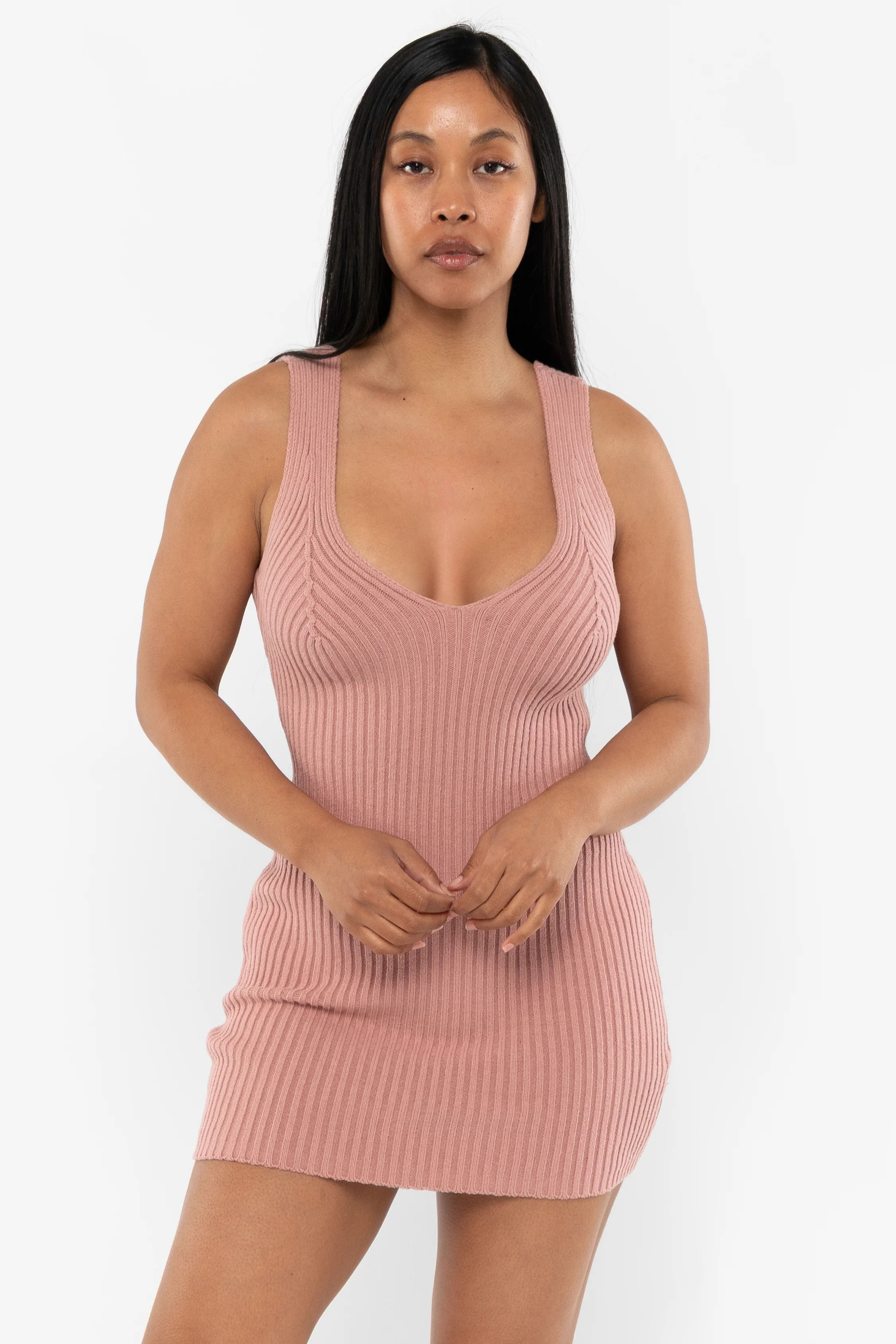 RFK226 - Ultra Heavy Knit Ribbed V Neck Dress - Image 19
