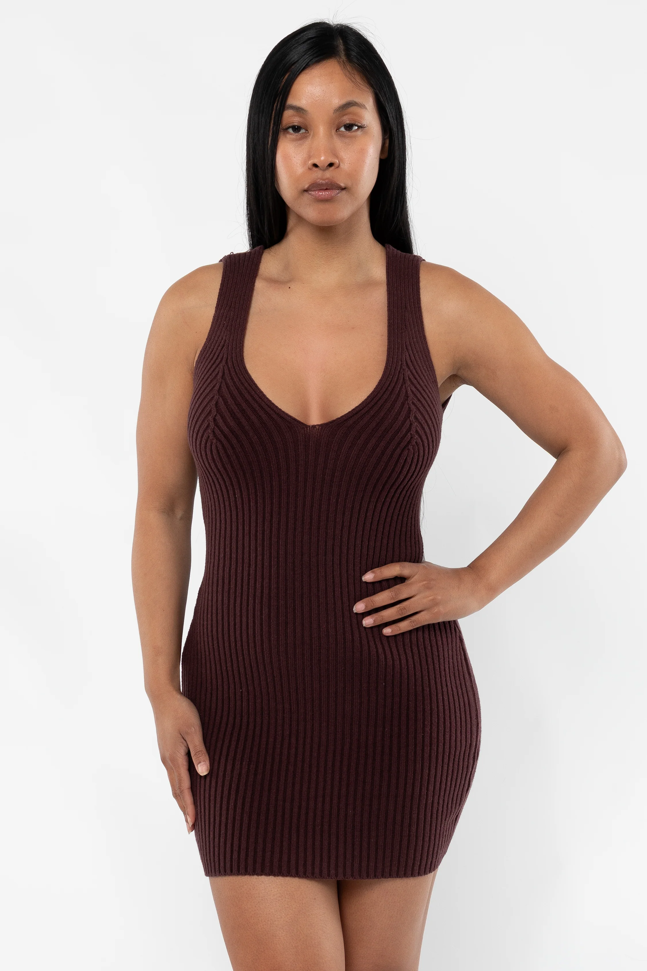 RFK226 - Ultra Heavy Knit Ribbed V Neck Dress - Image 21