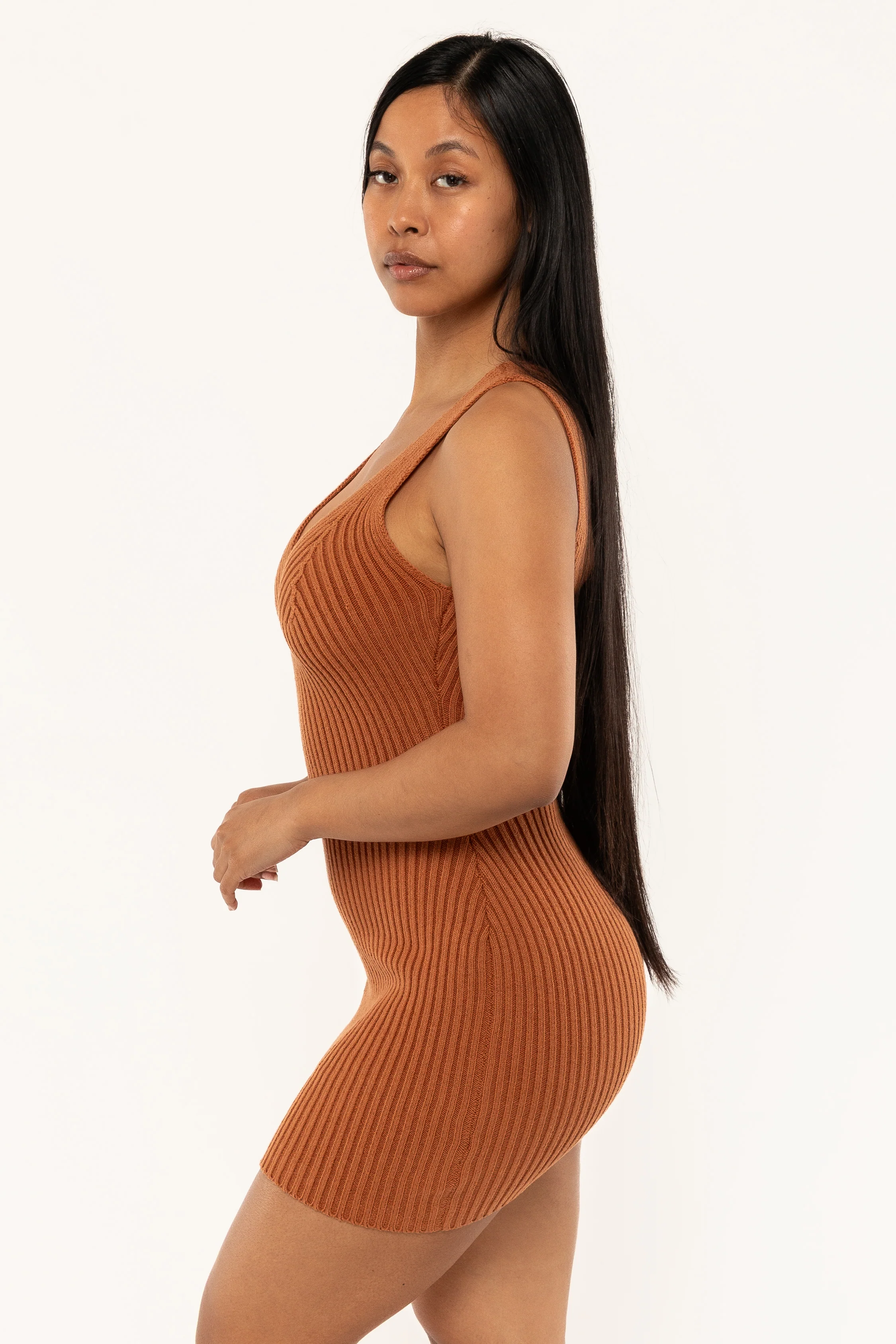 RFK226 - Ultra Heavy Knit Ribbed V Neck Dress - Image 23