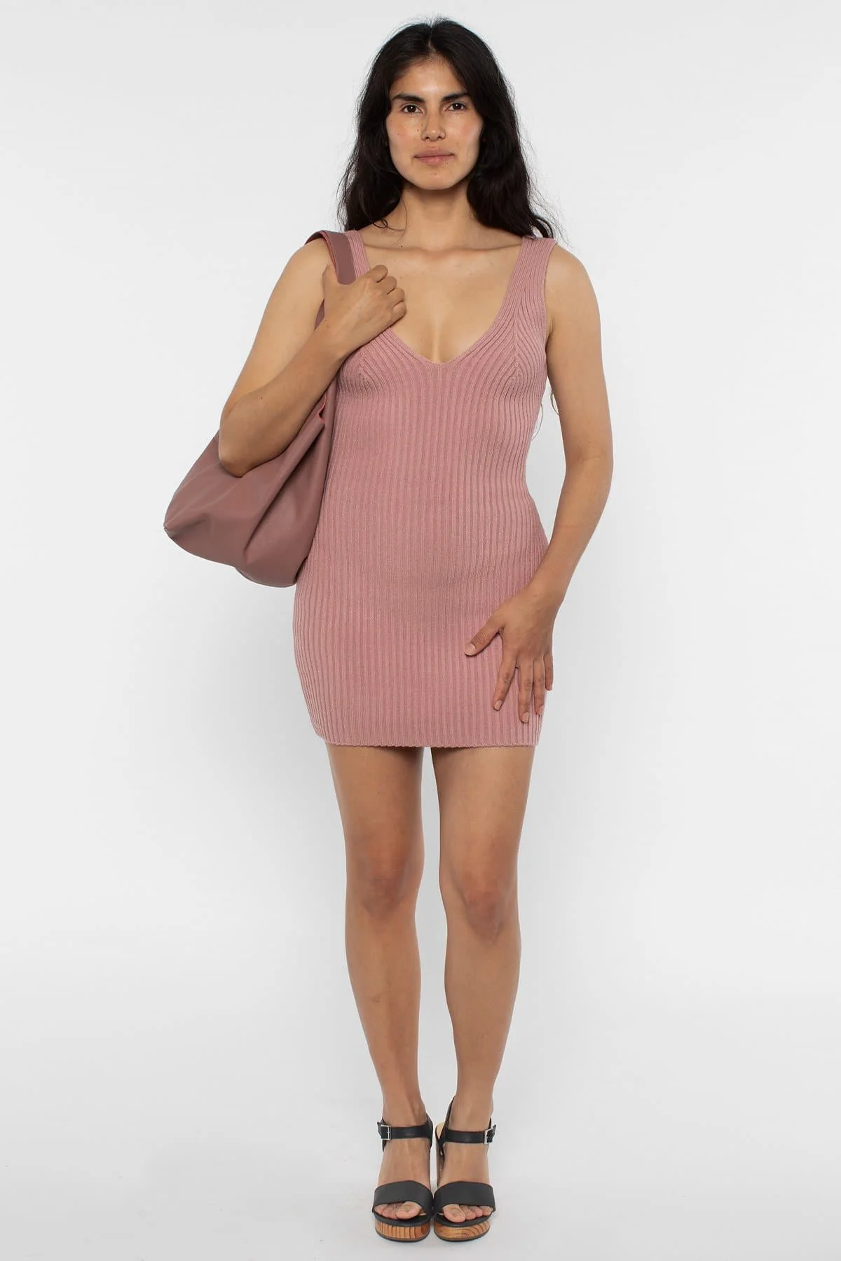 RFK226 - Ultra Heavy Knit Ribbed V Neck Dress - Image 9