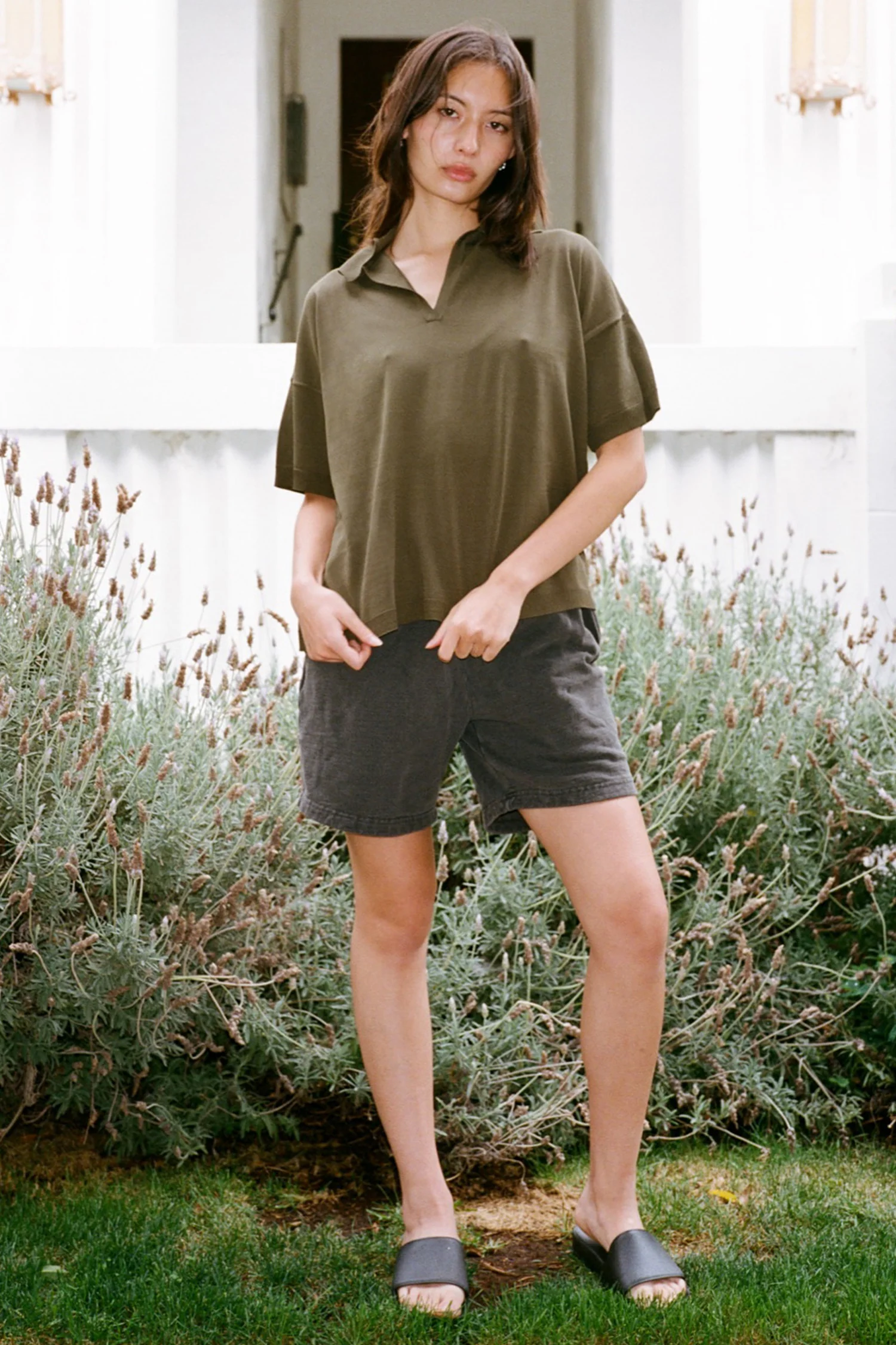 RFK371 - Viscose Nylon Oversized Knit Polo - Image 3