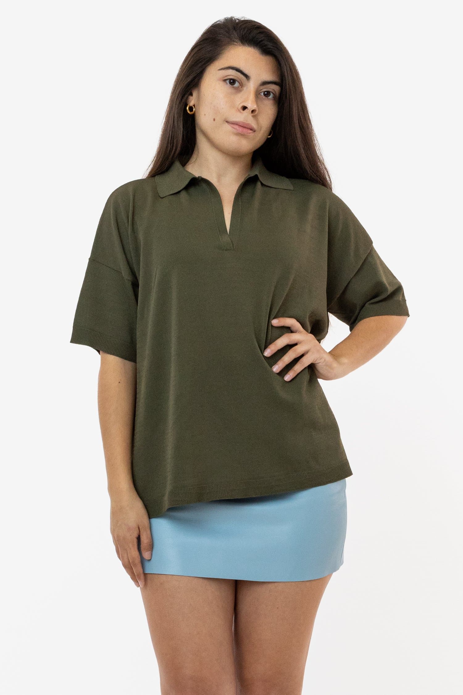 RFK371 - Viscose Nylon Oversized Knit Polo - Image 4