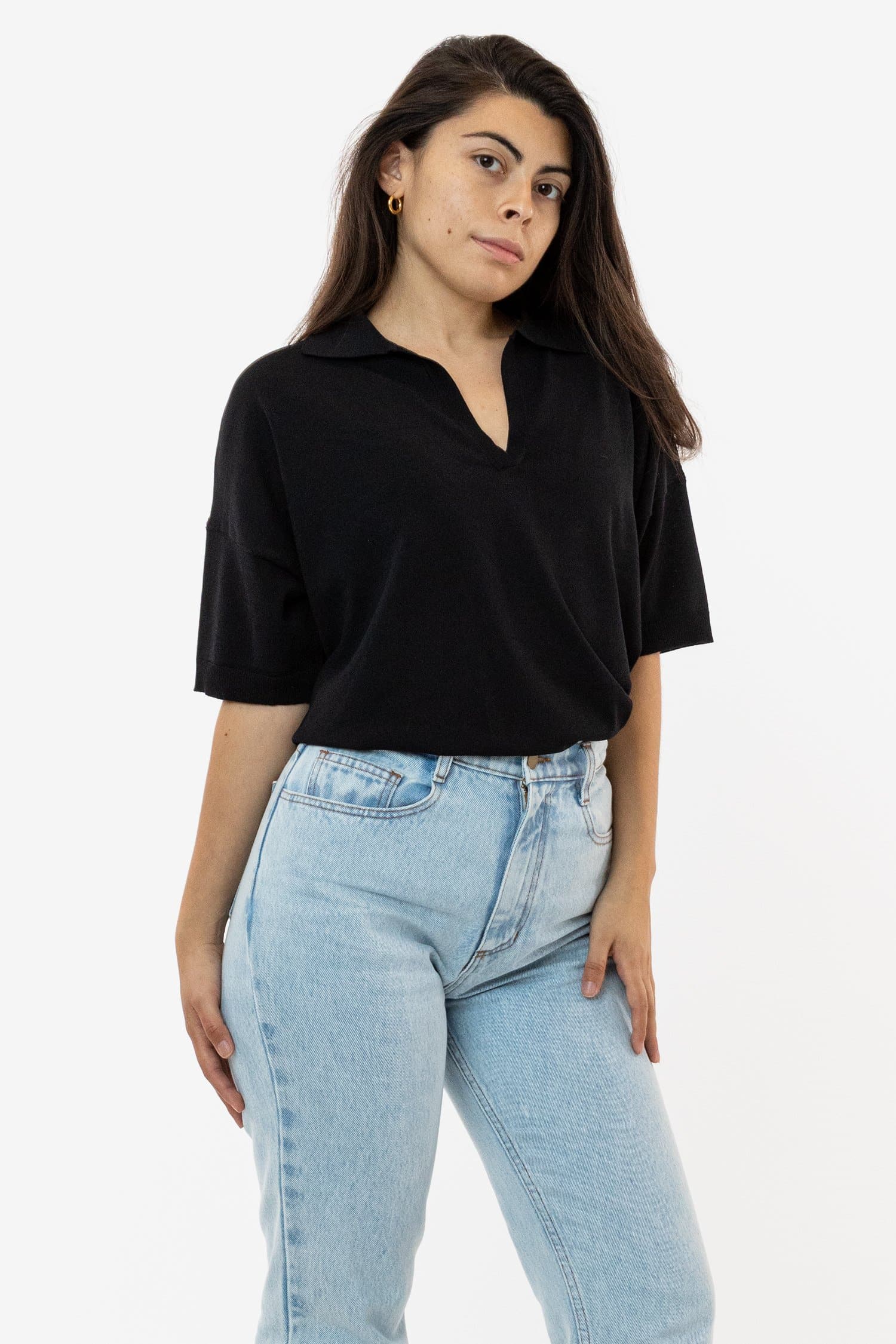 RFK371 - Viscose Nylon Oversized Knit Polo - Image 5