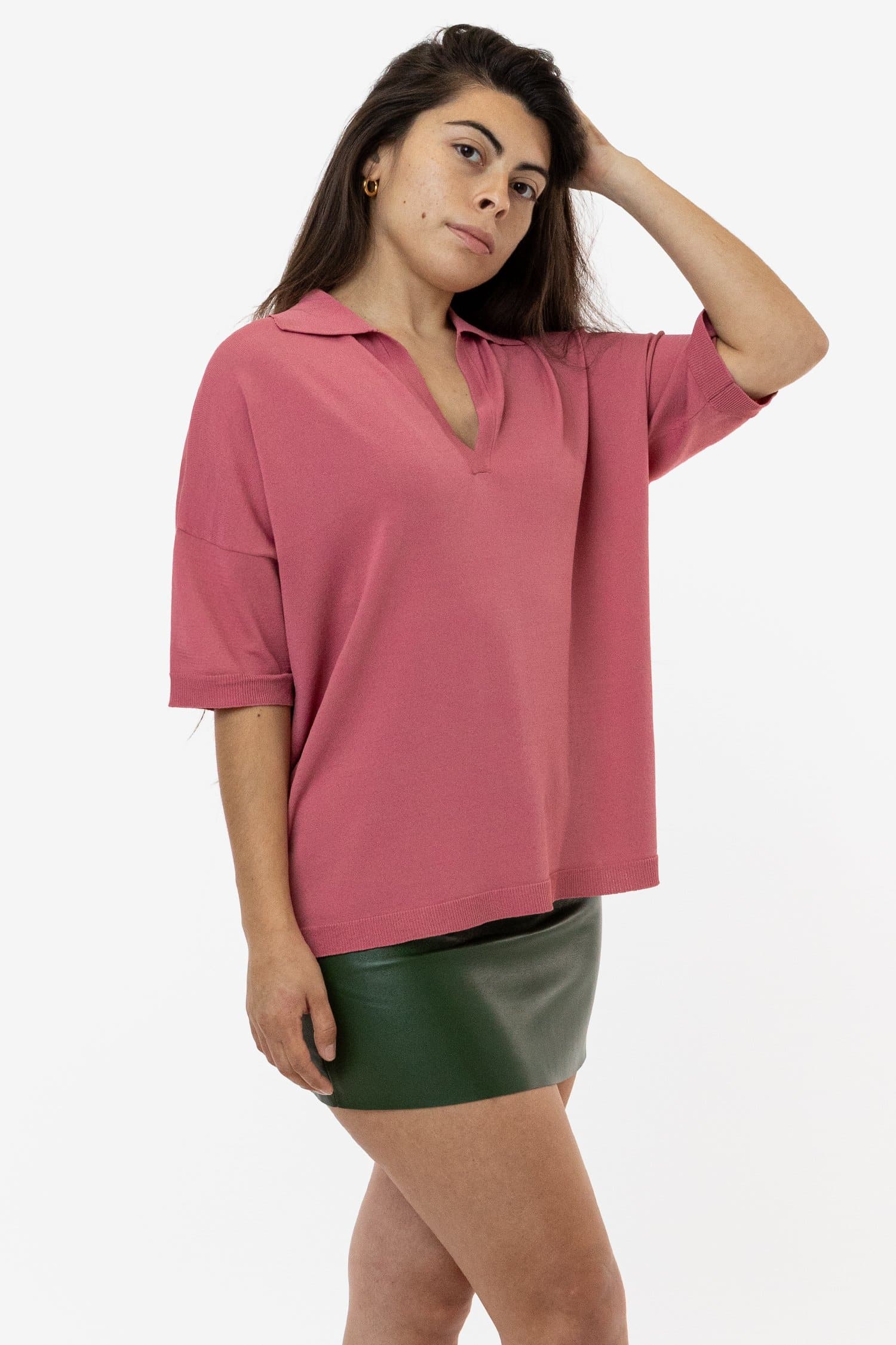 RFK371 - Viscose Nylon Oversized Knit Polo - Image 6