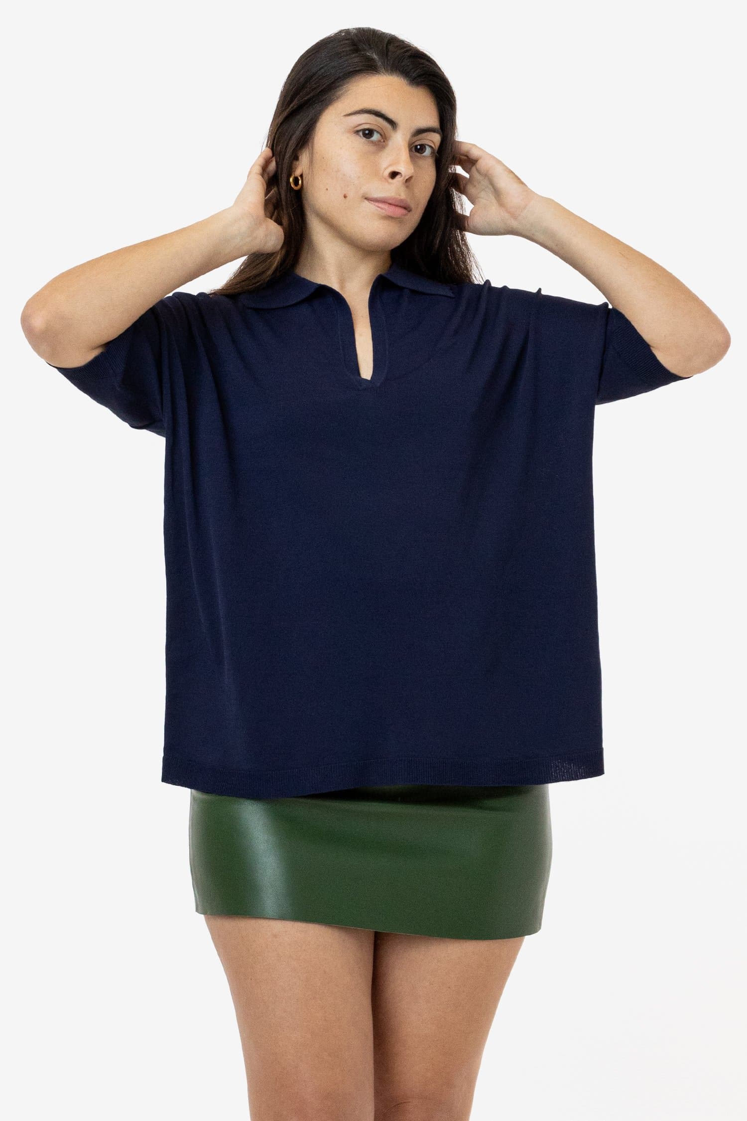 RFK371 - Viscose Nylon Oversized Knit Polo - Image 8